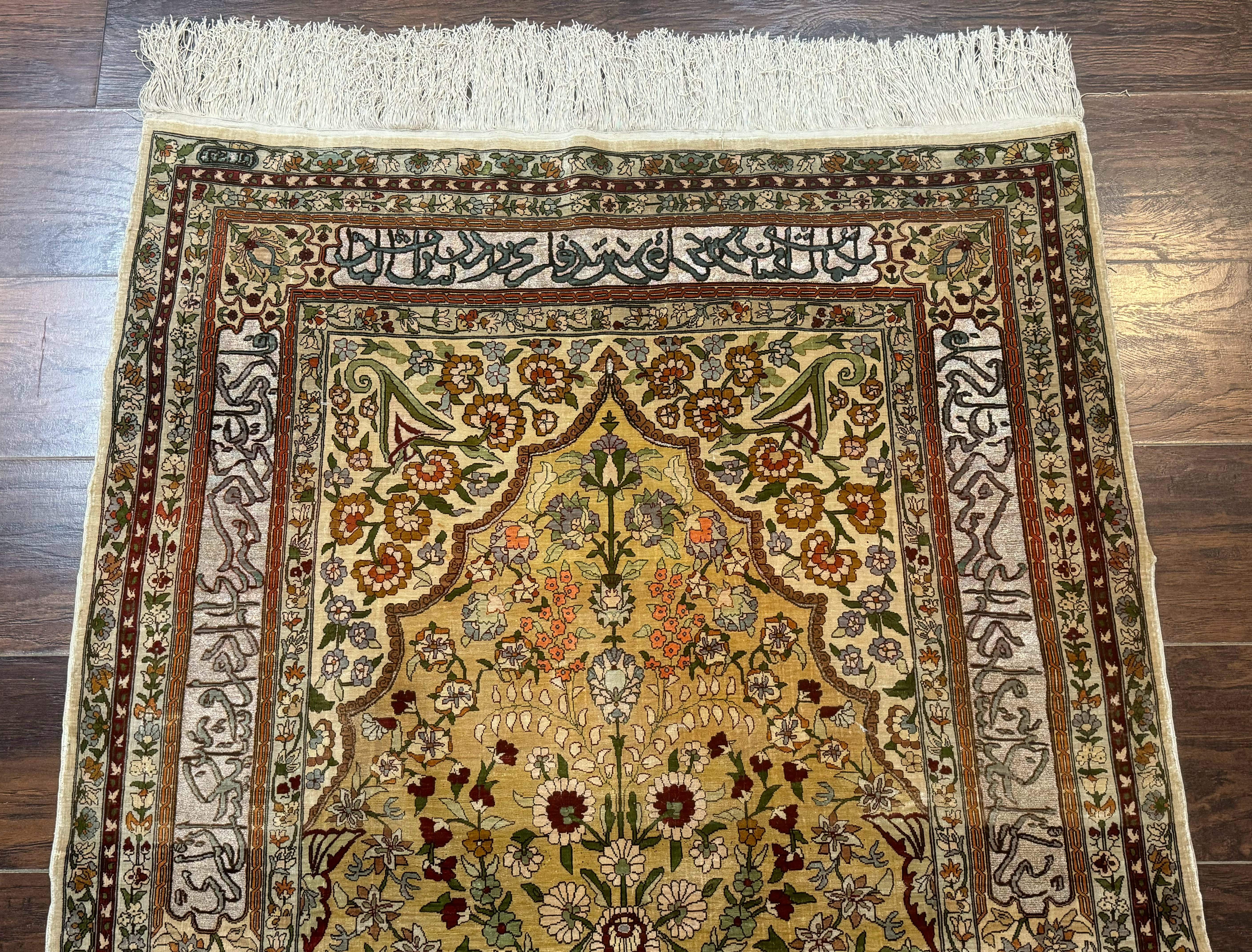 Silk Turkish Hereke Rug 3x5 – Gold, Silk with Metal Threads, Exceptionally Fine 700 KPSI - Jewel Rugs