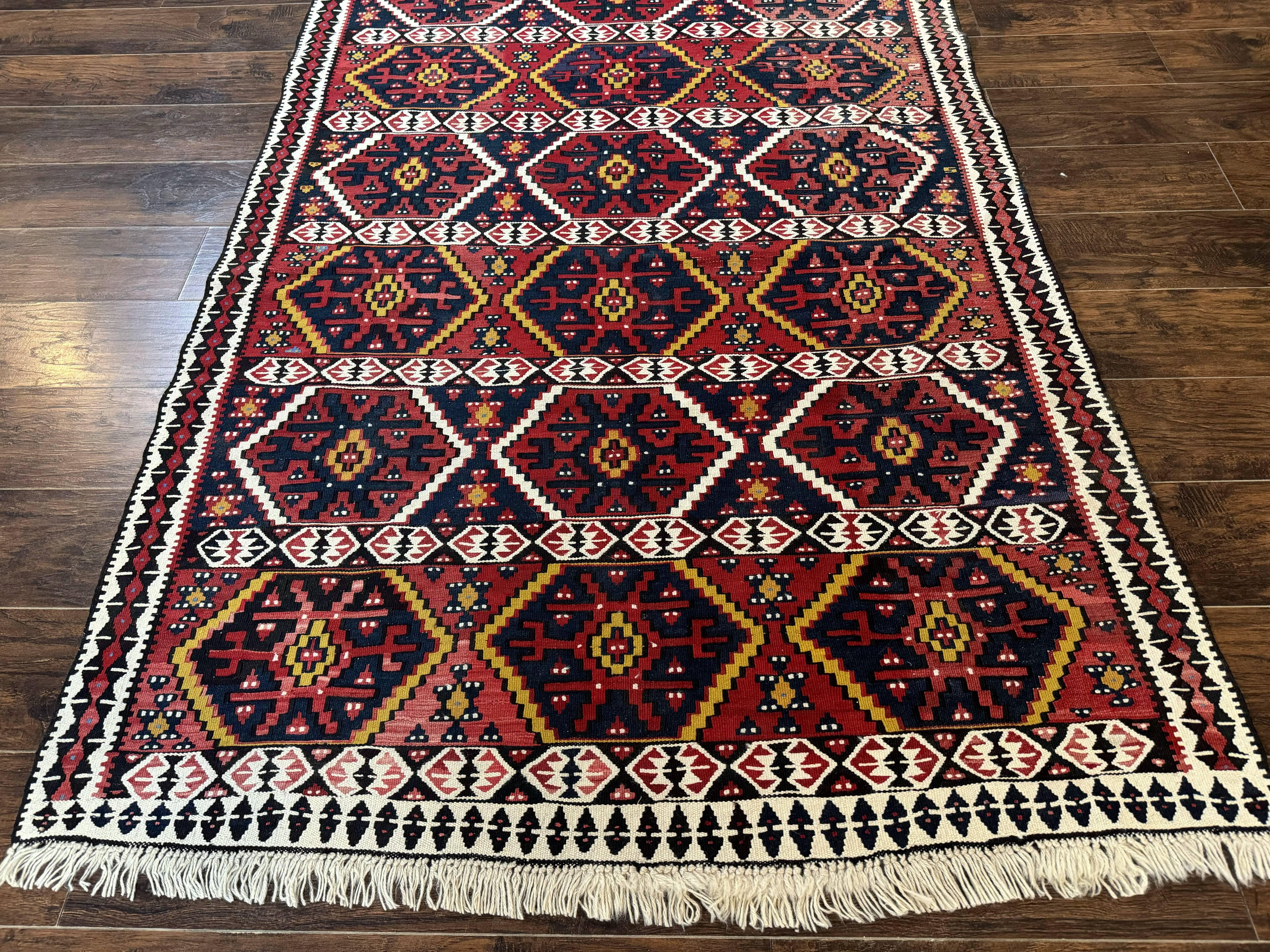 Caucasian Kilim Rug 5x7, Vintage Russian Flatweave Kilim Carpet, Tribal Bohemian Kilim Rug - Jewel Rugs