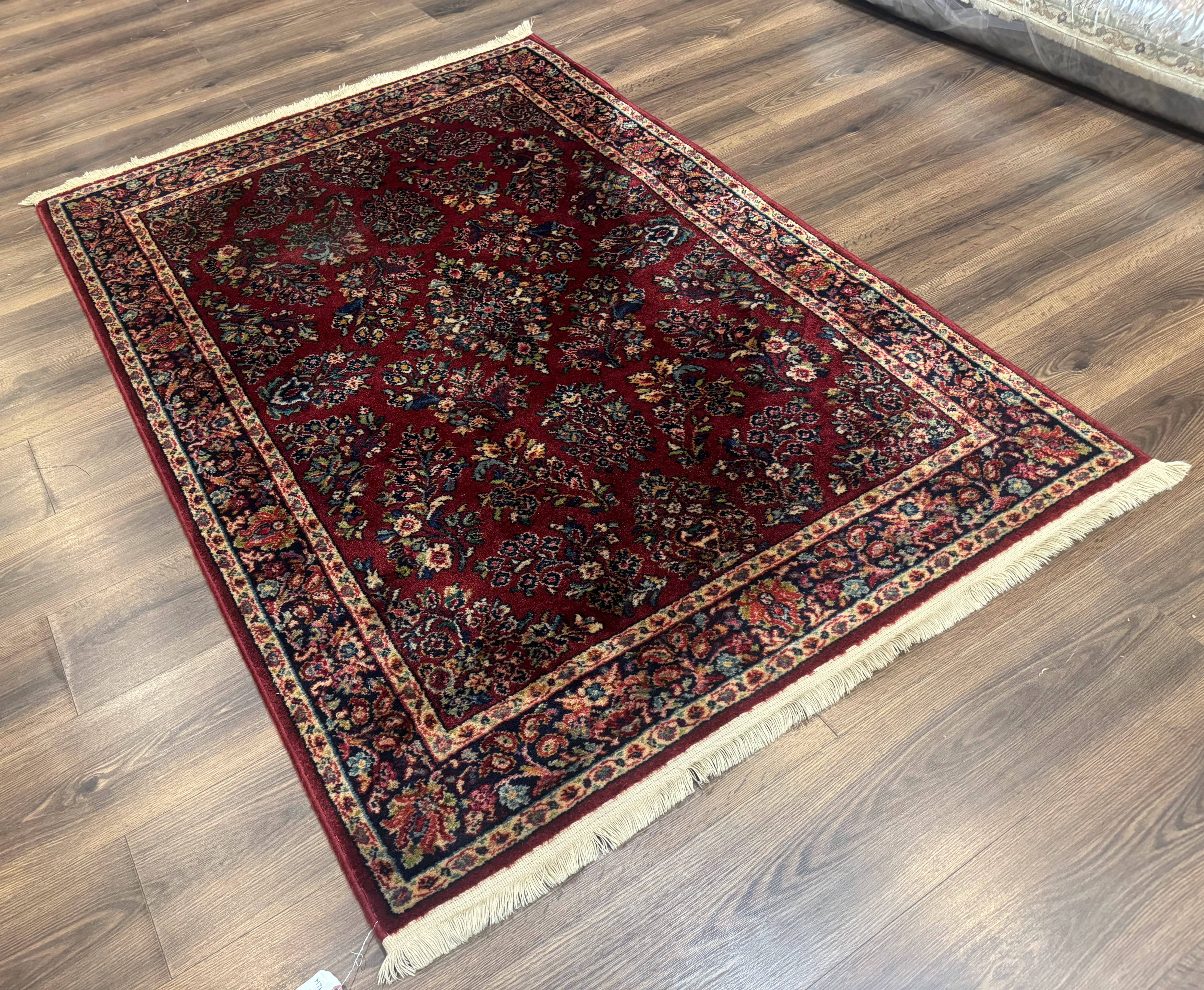 Karastan Rug 4x6 Red Sarouk #785, Wool Pile Original 700 Series, Vintage Discontinued - Jewel Rugs