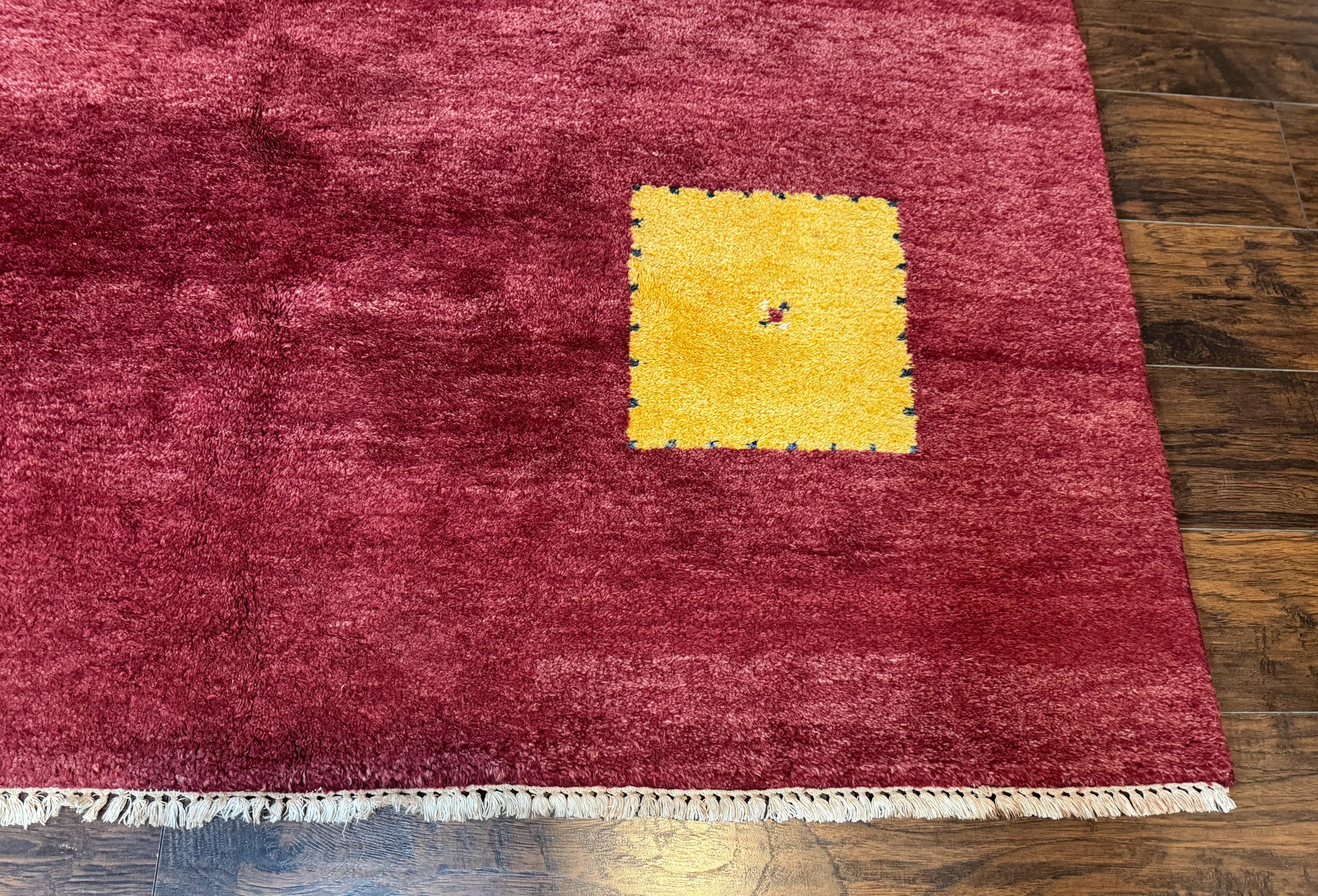 Modern Indo Persian Gabbeh Rug 7x10, Red, Tribal Area Rug - Jewel Rugs