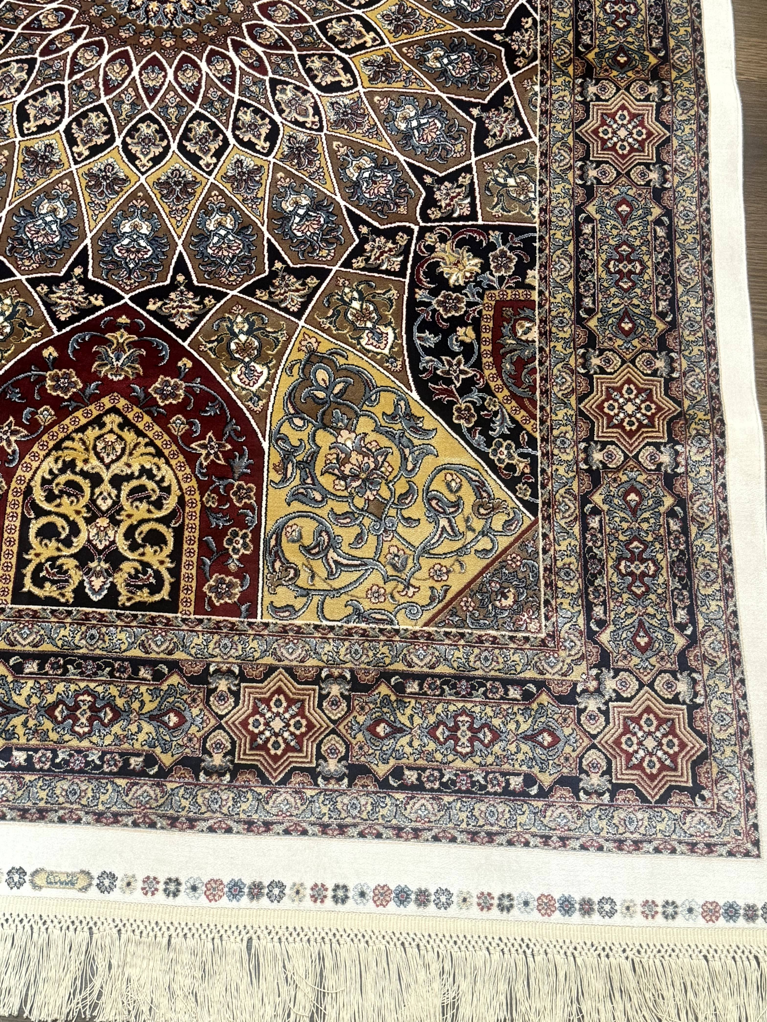 Turkish Silk Rug 4x6, Dome Design, Memluk Carpet, Bamboo Silk, New - Jewel Rugs