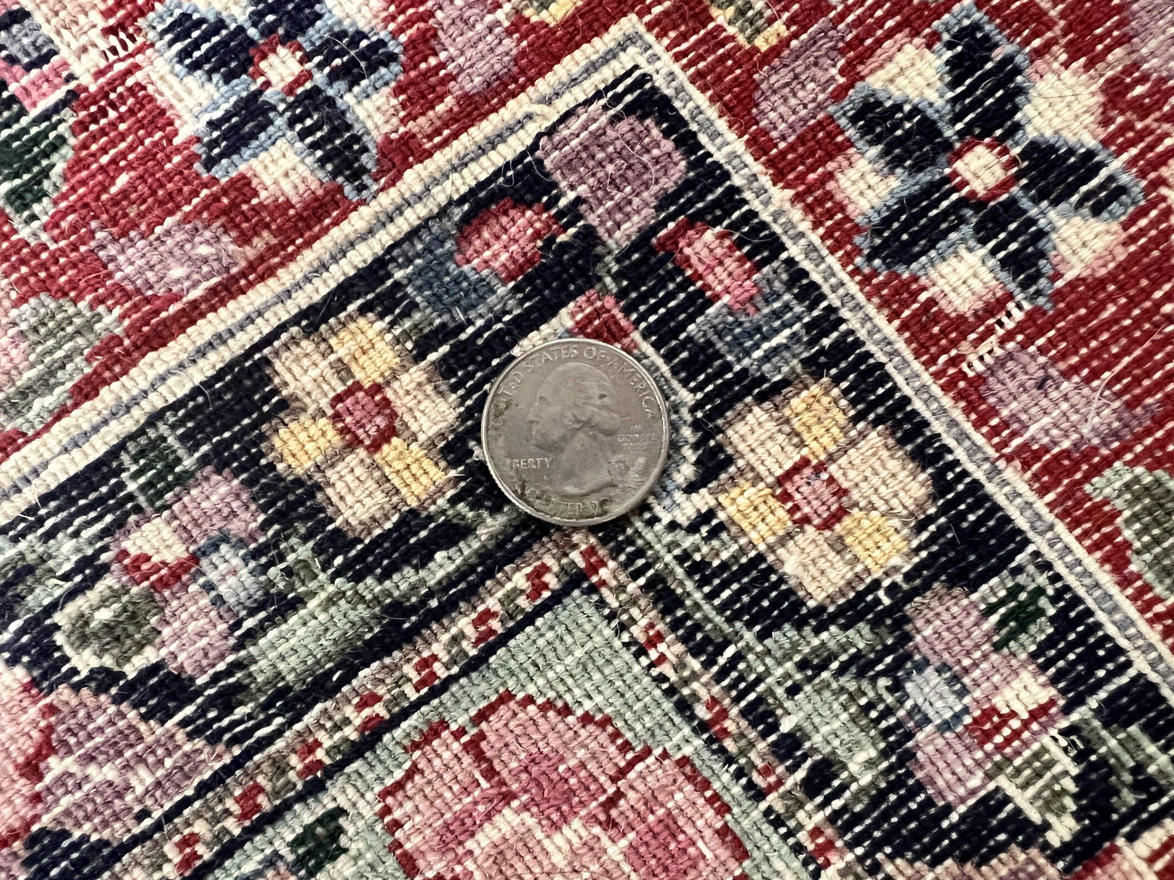 Pak Persian Rug 11x15, Wool & Silk Highlights Hand Knotted Vintage Carpet, Red Cream, Floral Allover, Oversized Kirman Rug - Jewel Rugs