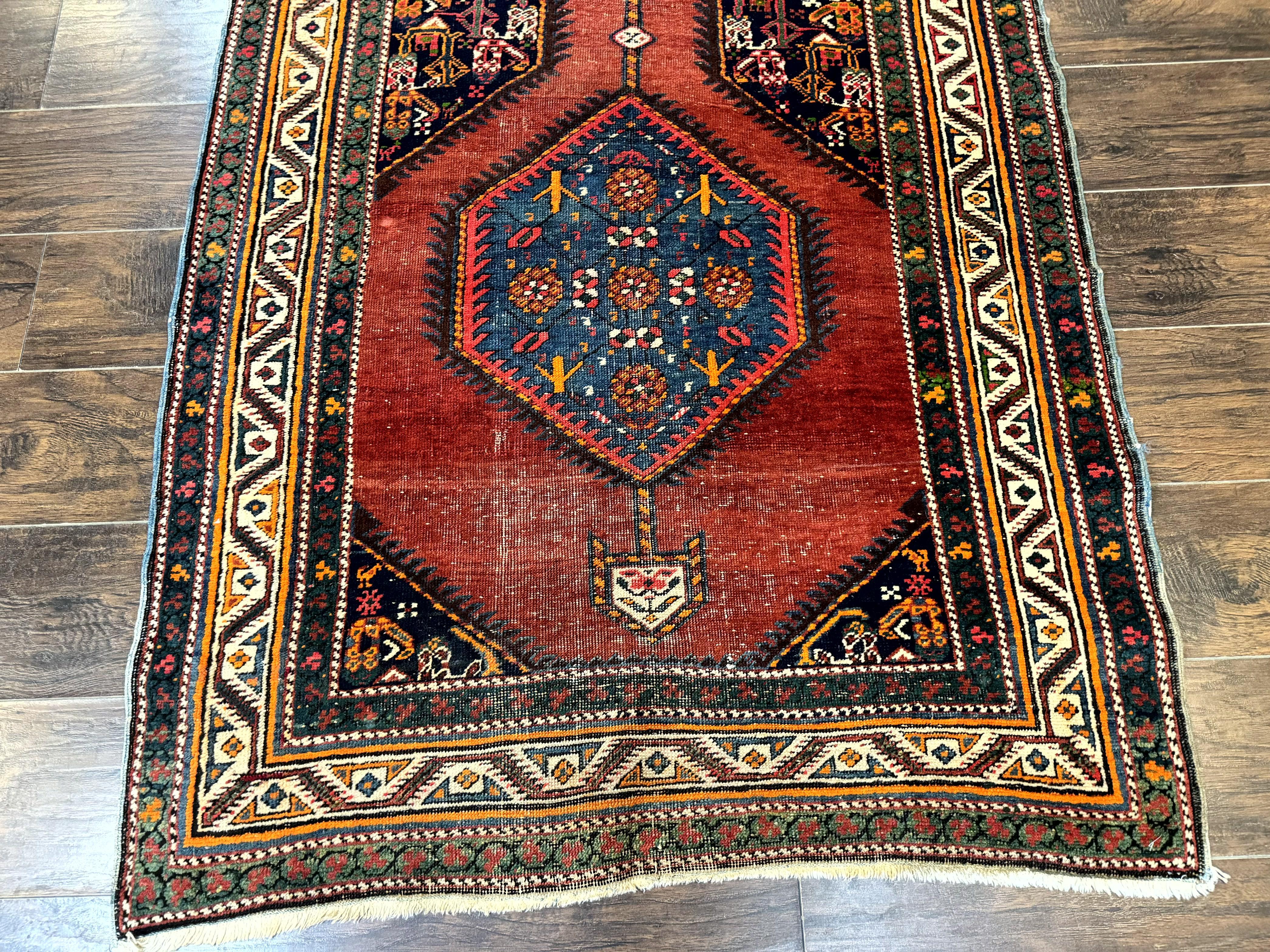 Antique Persian Sarab Runner Rug 3.9 x 12, Red, Handmade, Tribal Runner, Wool, Signed - Jewel Rugs