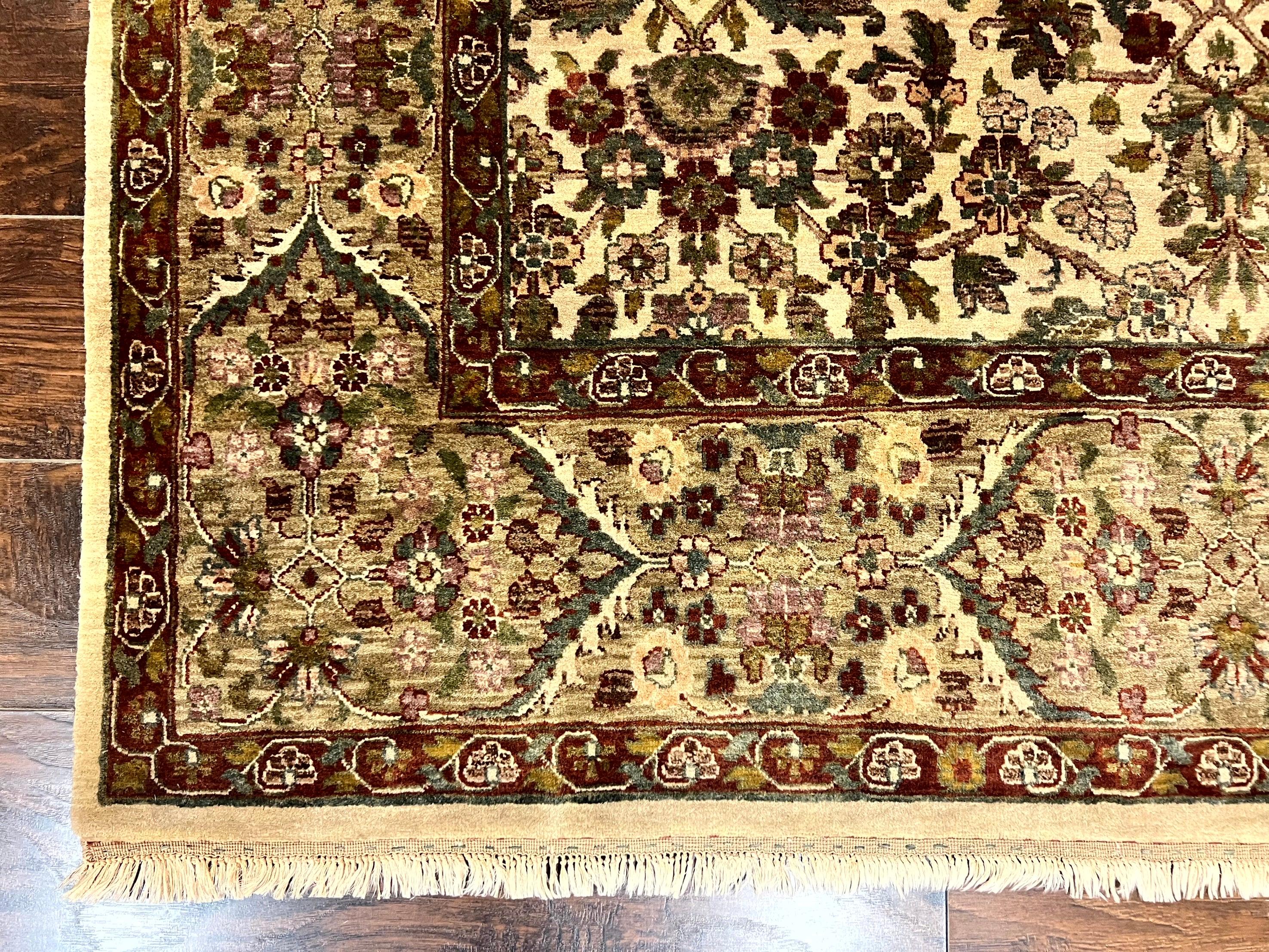 Indo Persian Rug 6x9, Indian Agra Rug, Vintage Handmade Wool Carpet, Beige, Traditional, Pande Cameron - Jewel Rugs