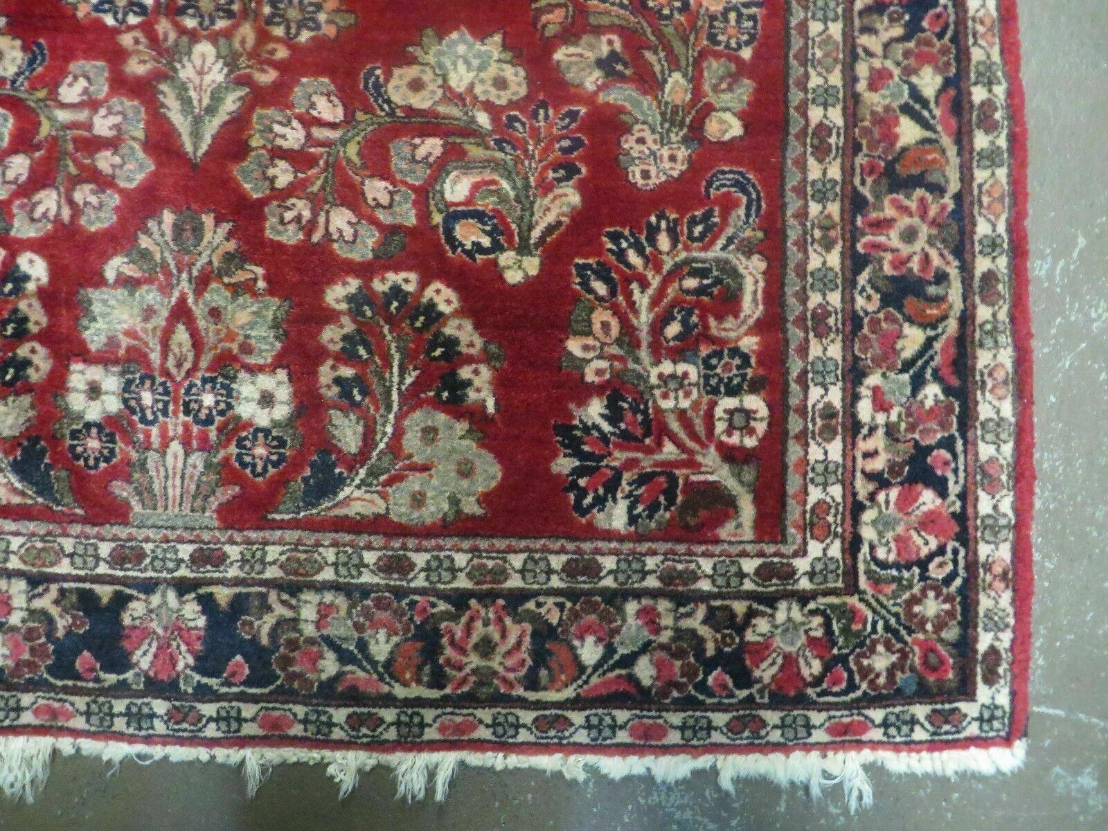 Red Persian Sarouk Rug 3x5, Antique Persian Carpet 1920s, Hand Knotted, Floral, Wool, Oriental Rug, Handmade Rug - Jewel Rugs