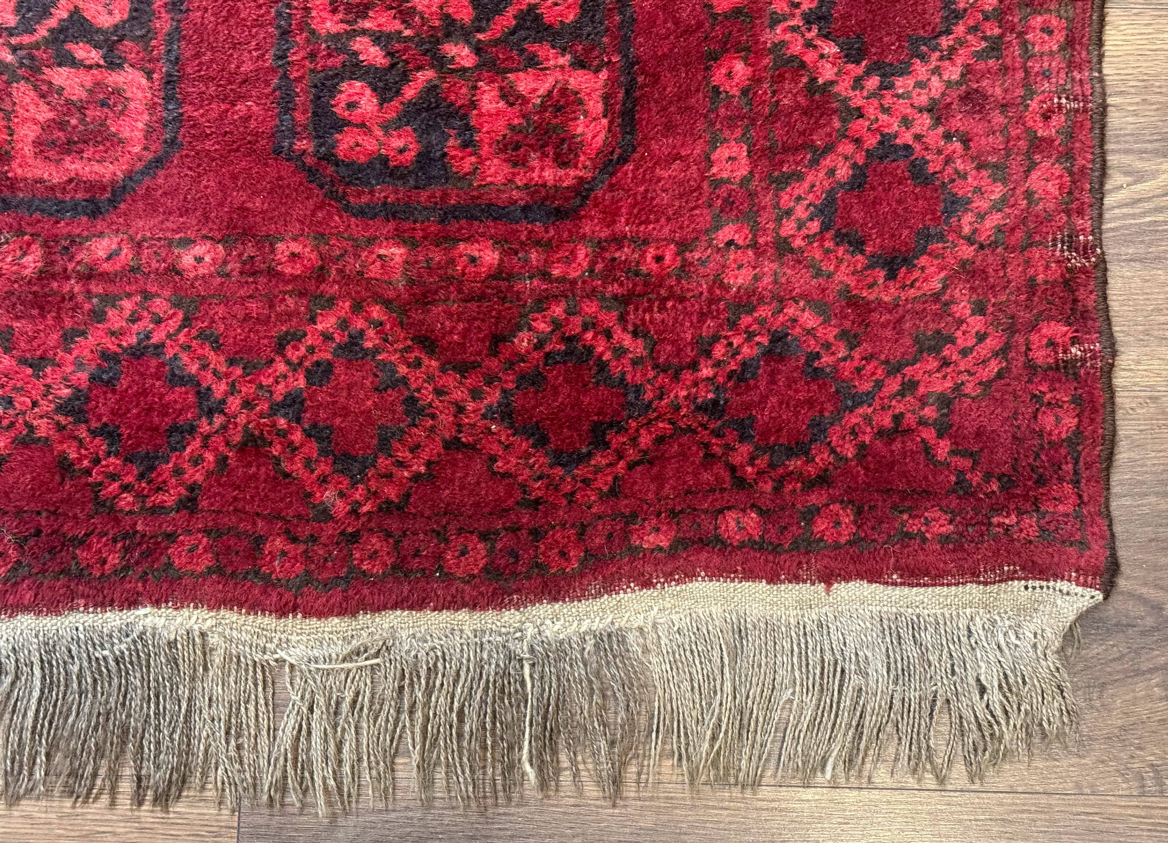 Afghan Turkoman Bokhara Bashir Rug 3x6, Red - Jewel Rugs