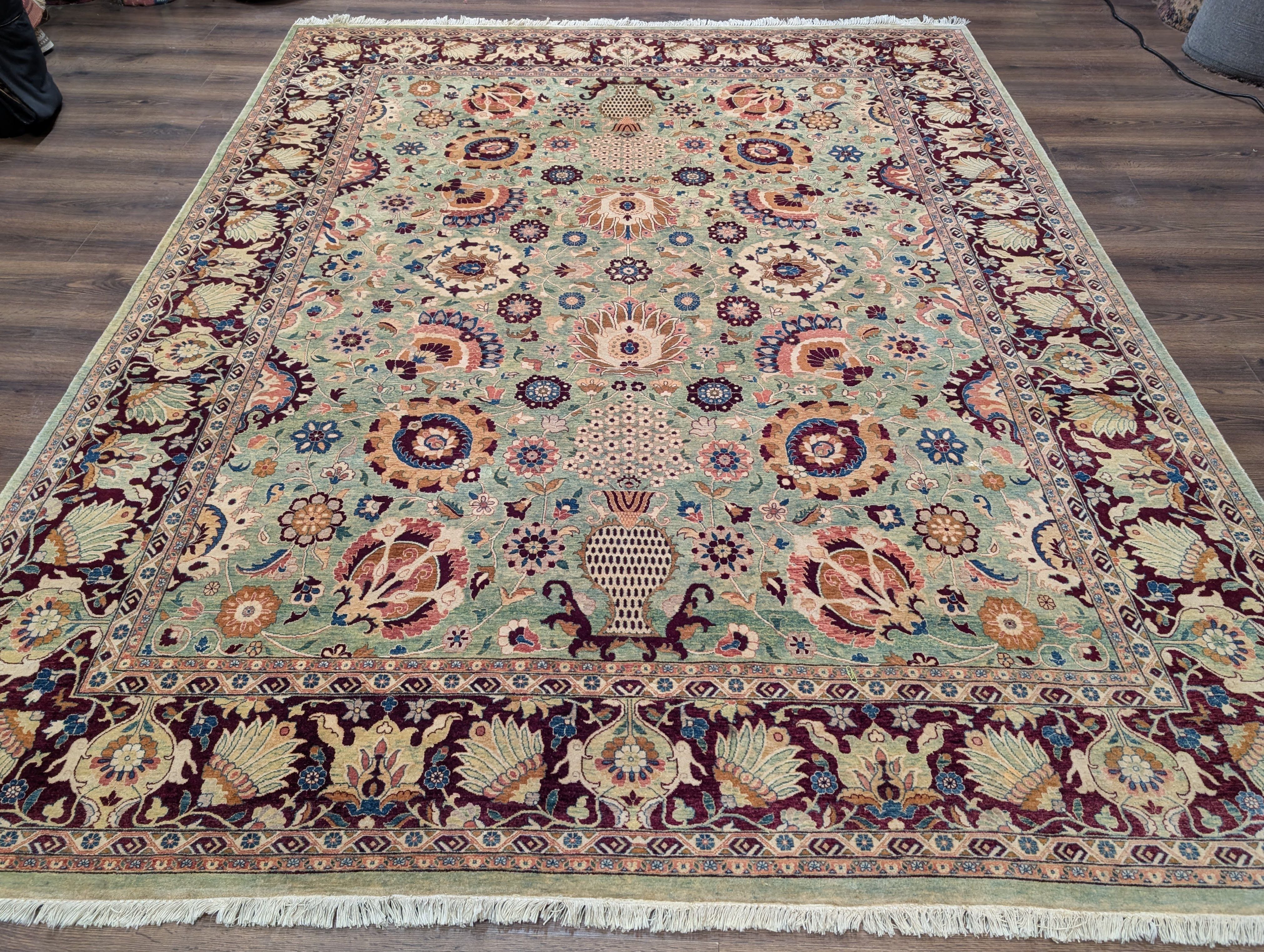 Pak Persian Rug 8x10 – Light Green Hand-Knotted Wool Oriental Carpet - Jewel Rugs