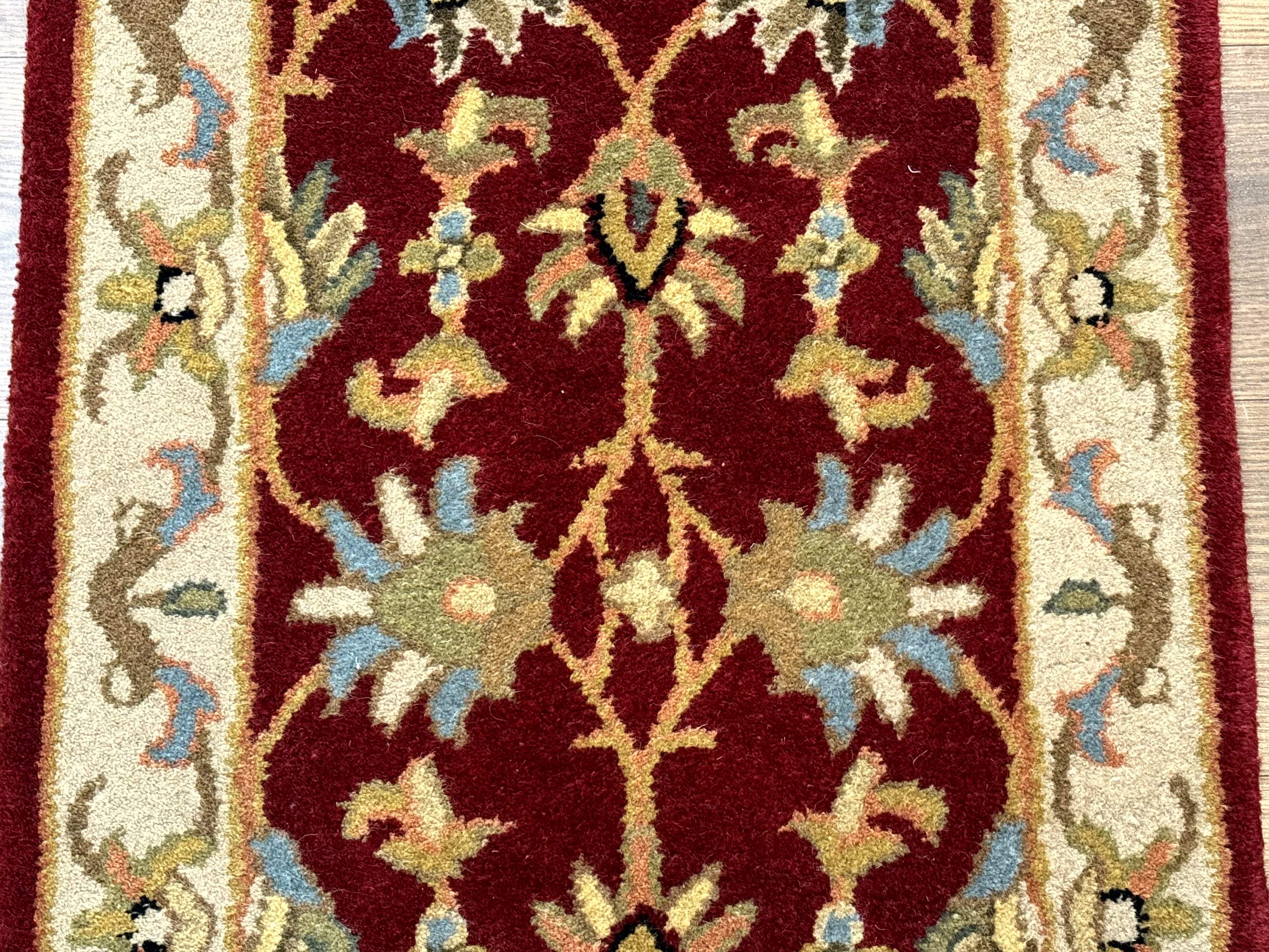 Small Floral Wool Rug 2x3, Safavieh Heritage Collection, Dark Red & Cream - Jewel Rugs