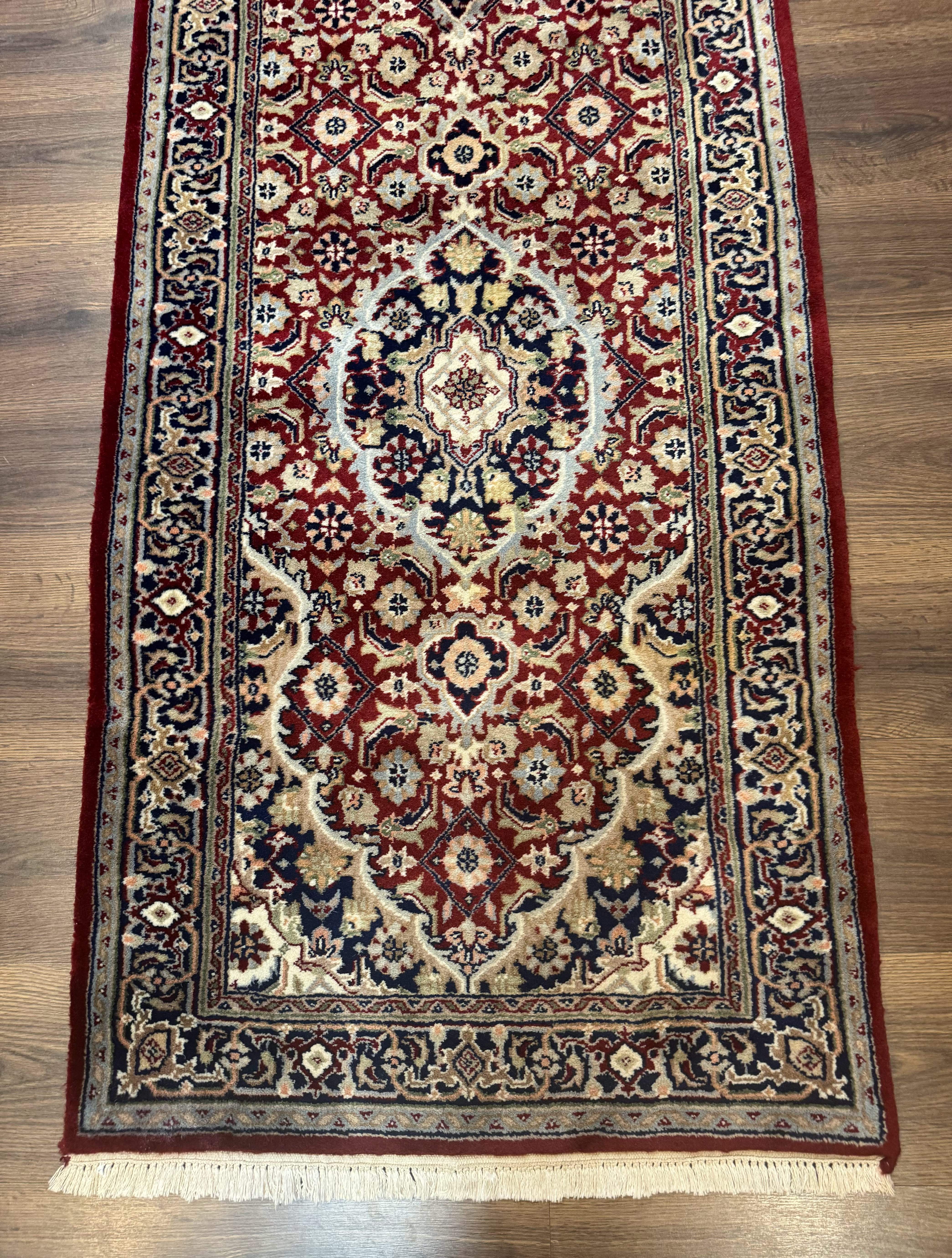 Indo Persian Sarouk Runner Rug 2.6 x 10, Floral Medallions, Traditional, Wool - Jewel Rugs
