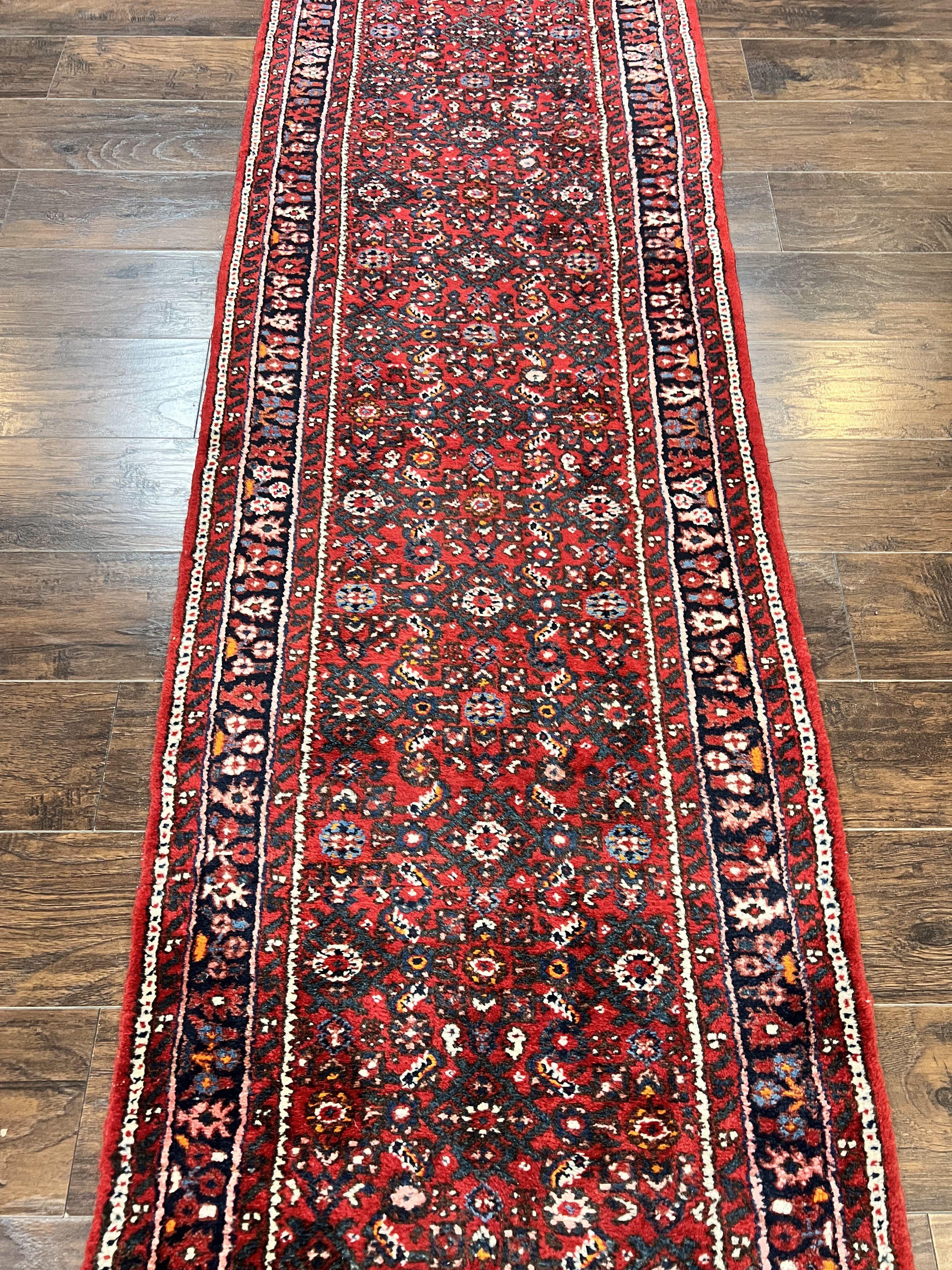 Long Persian Runner Rug 2.9 x 17, Red Handmade Wool Rug for Hallway, Antique Persian Carpet, 17ft Runner, Persian Hamadan Dargazine Rug - Jewel Rugs