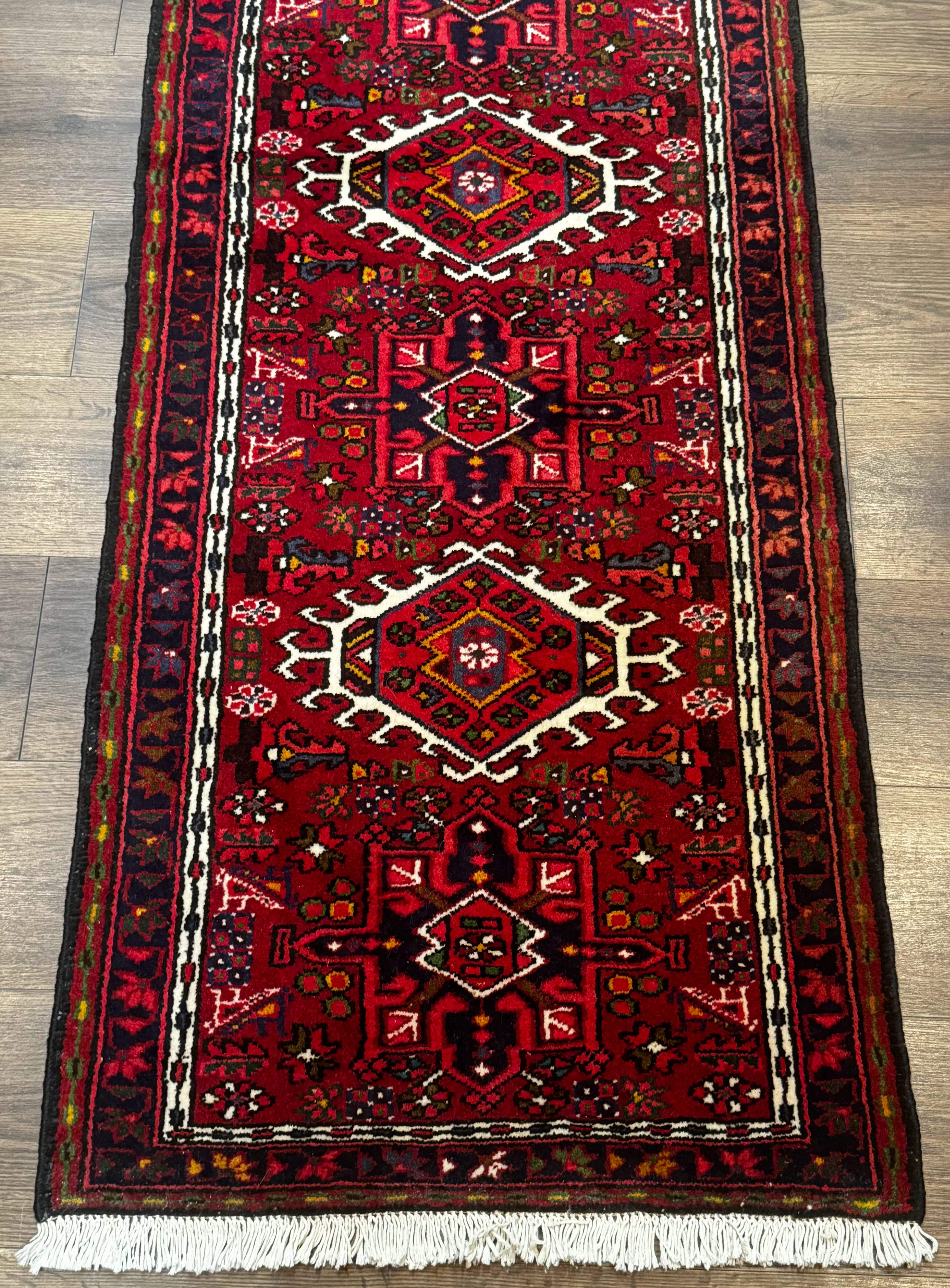 Persian Karajeh Runner Ruig 2 x 6.6, Tribal Runner, Red, Rustic, Short Runner, Geometric - Jewel Rugs