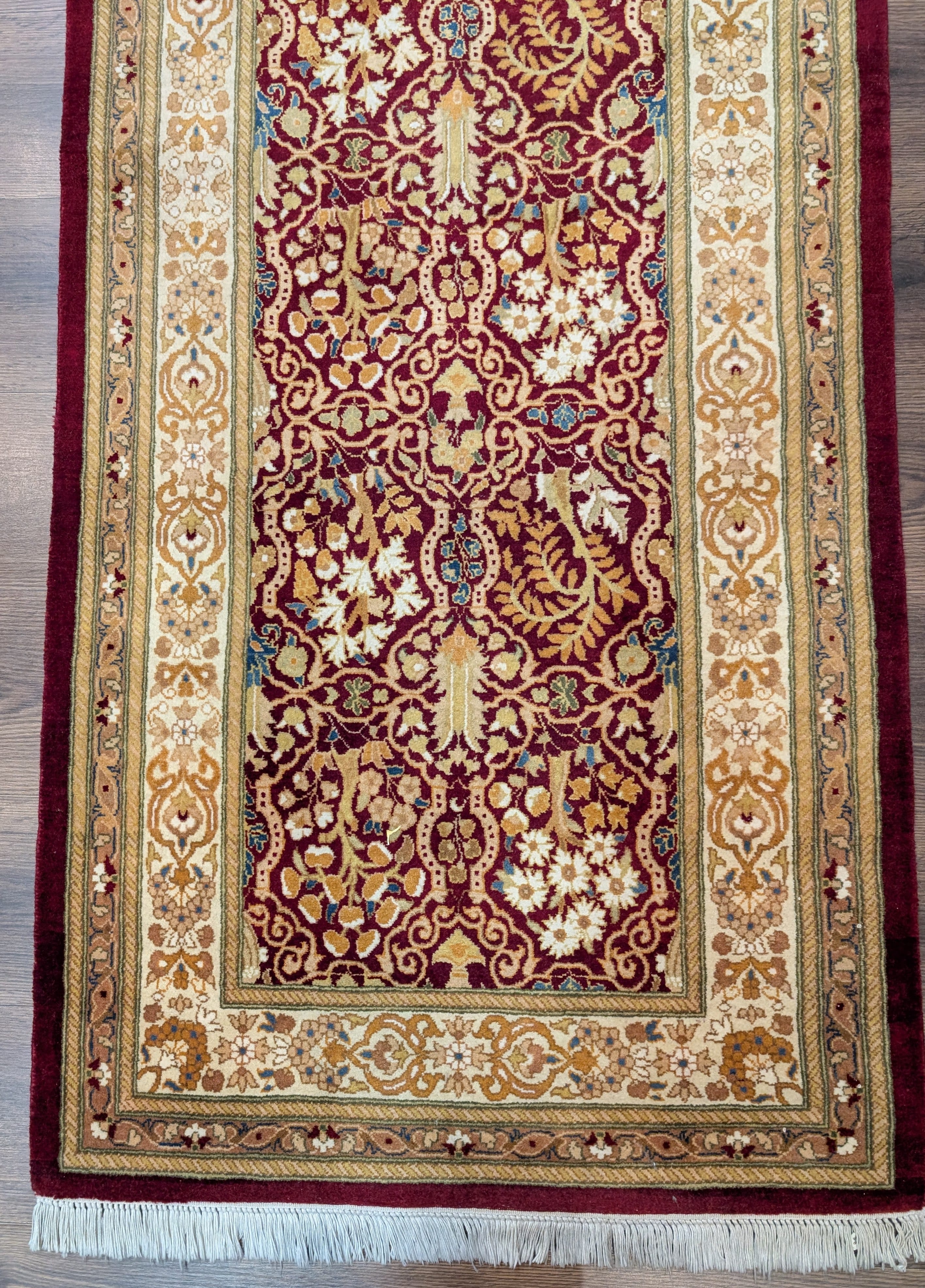 Pak Persian Runner 3 x 9 ft, Allover Pattern Wool Carpet, Dark Red, 225 KPSI - Jewel Rugs