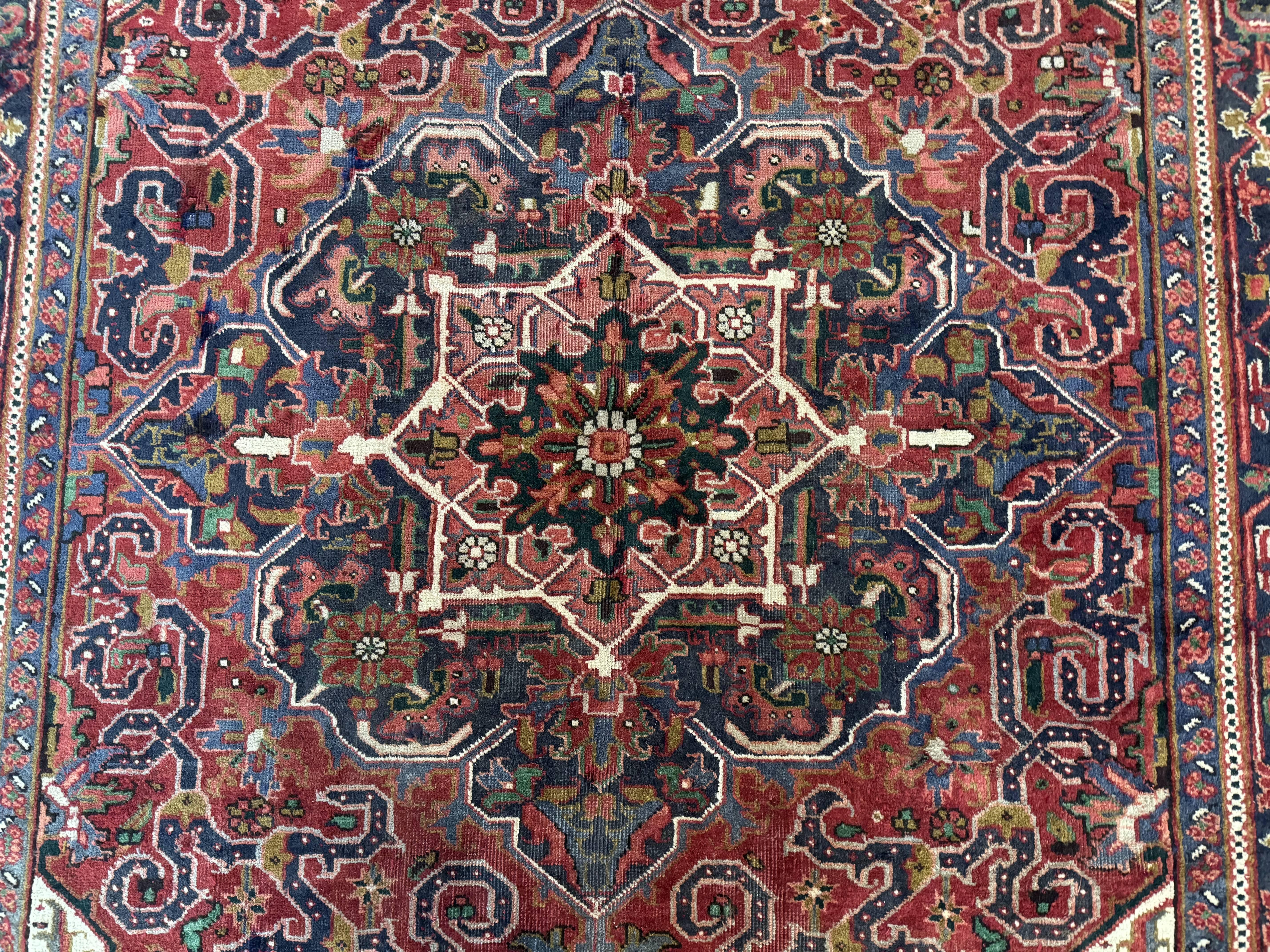 Persian Heriz Rug 6.6 x 9, Geometric Wool Persian Carpet - Jewel Rugs