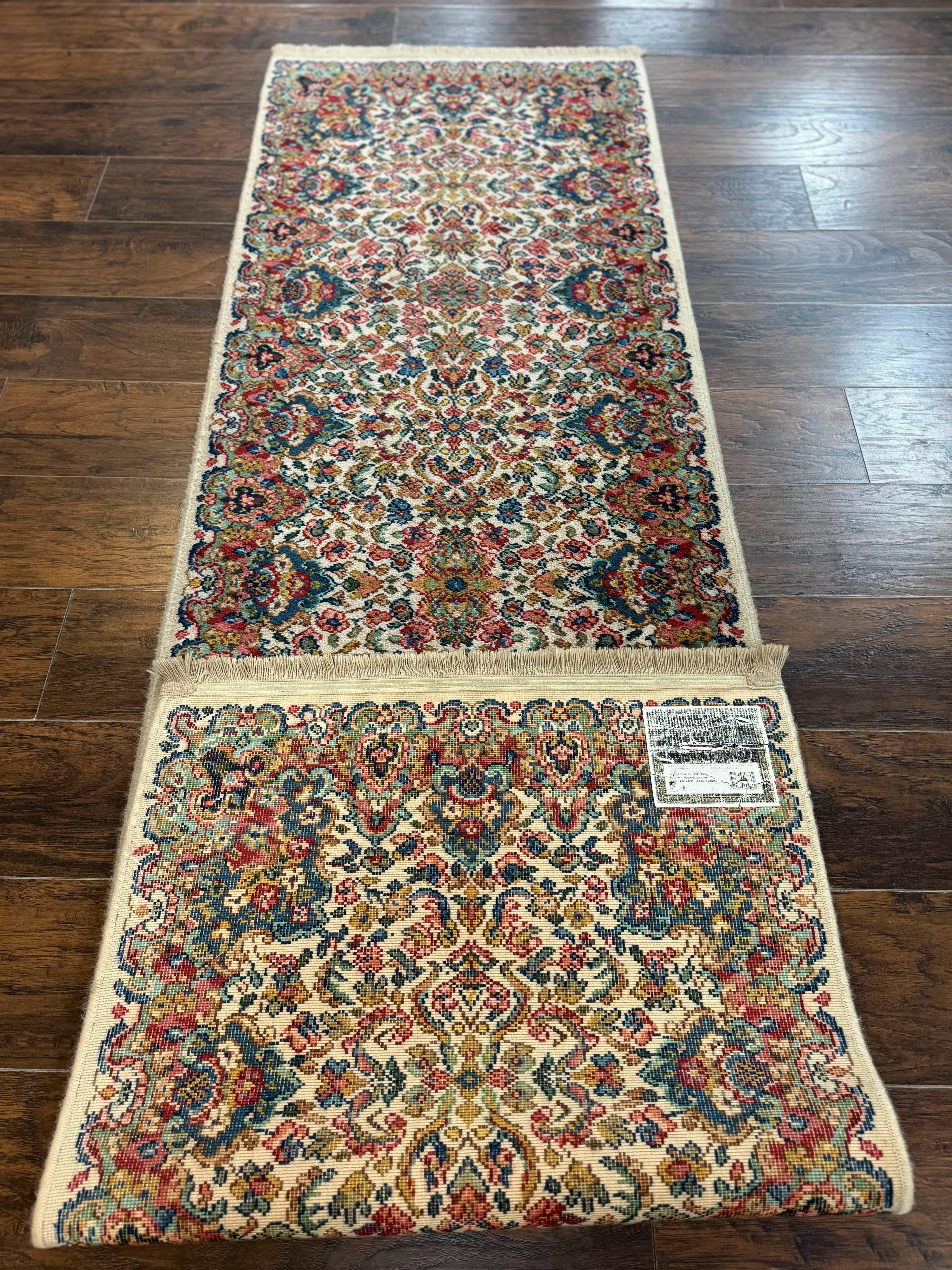 Karastan Runner Rug 2.6 x 8.6, Floral Kirman #742, Wool Vintage Original 700 Series, Rare - Jewel Rugs