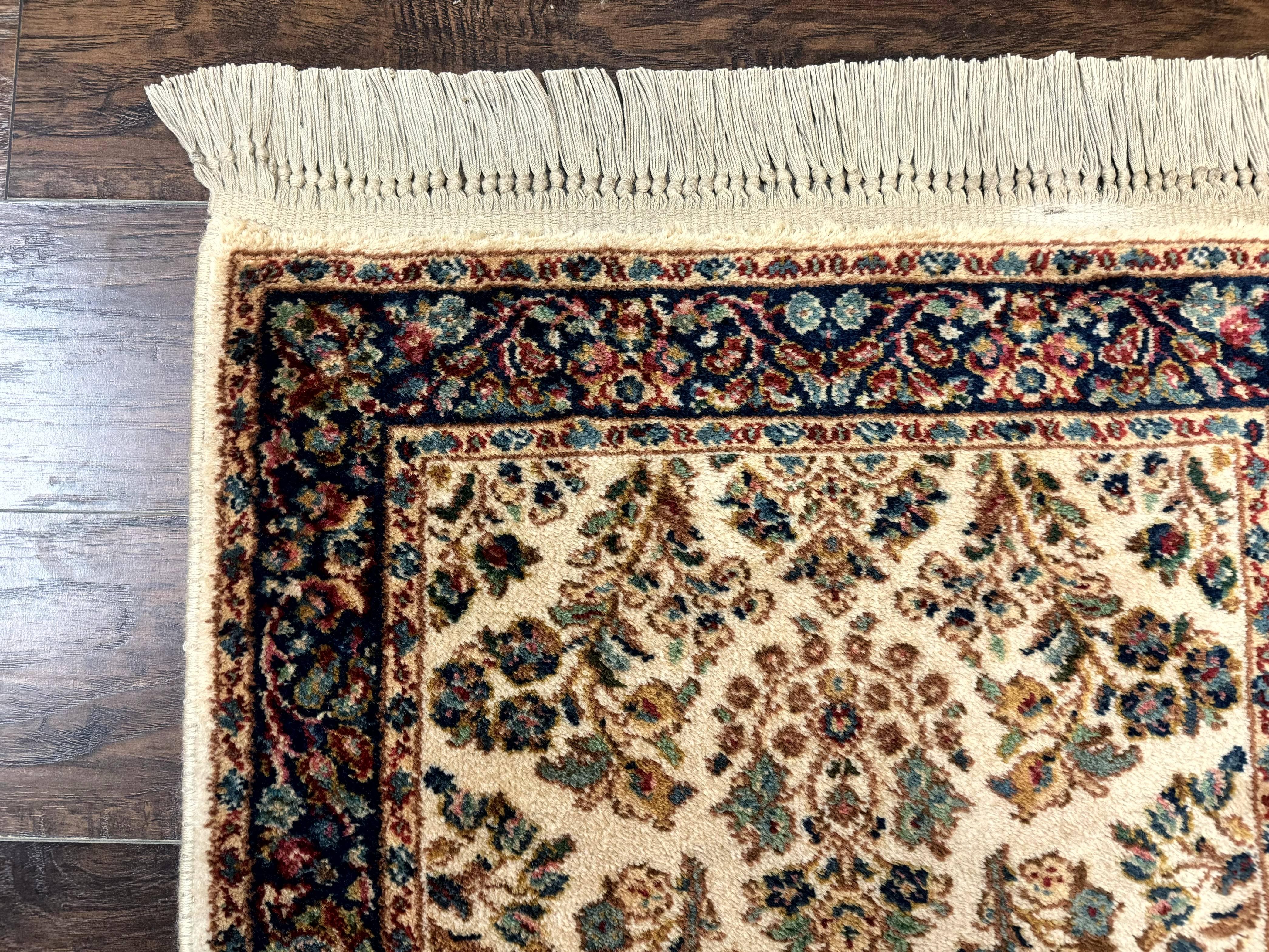 Karastan Rug 2.6 x 4, Karastan Ivory Sarouk #760, Vintage Wool Pile Small Karastan Carpet, Original Collection 700 Series Discontinued - Jewel Rugs