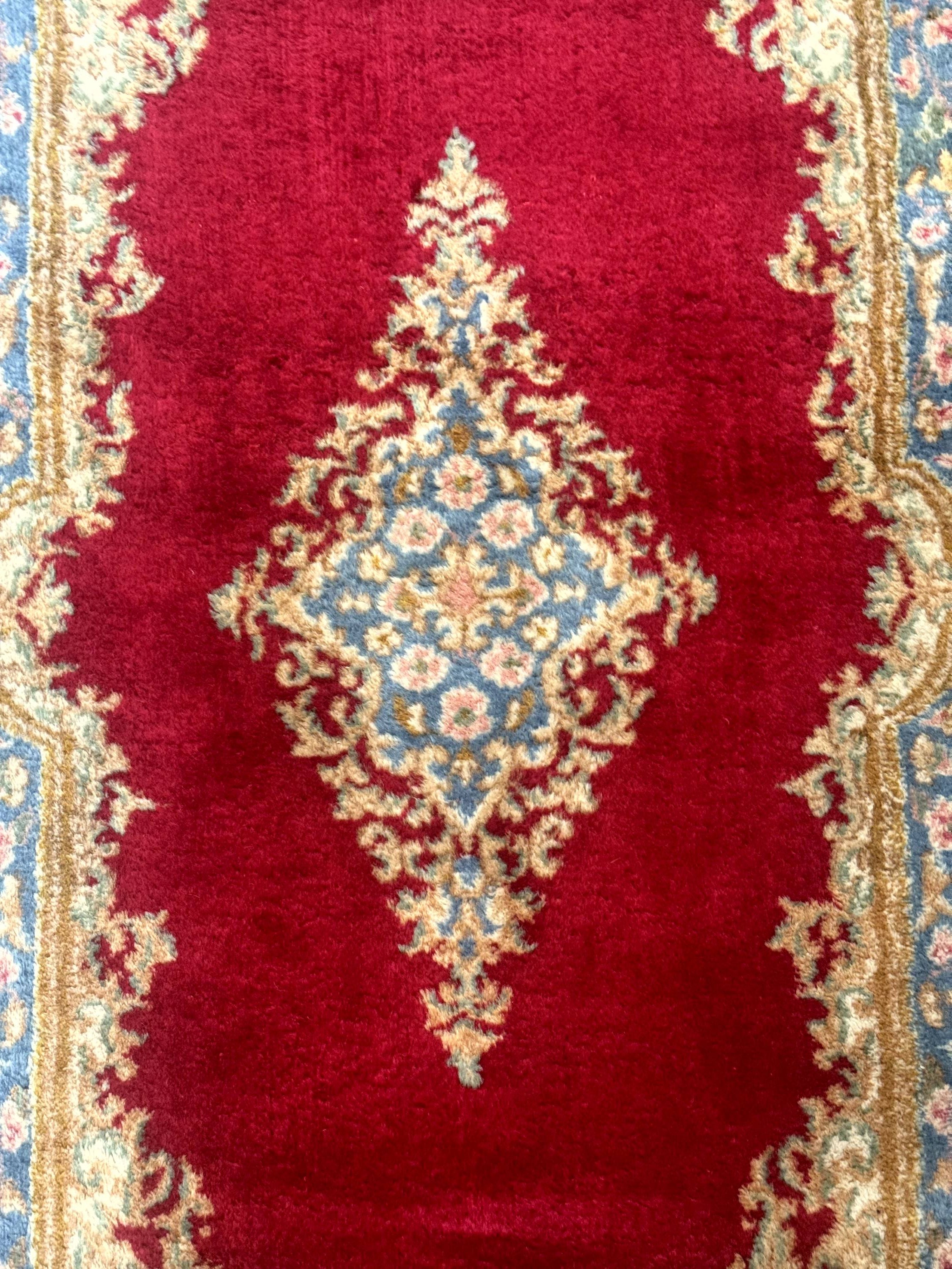 Red Persian Kerman Rug 3x5, Semi Open Field, Handmade - Jewel Rugs