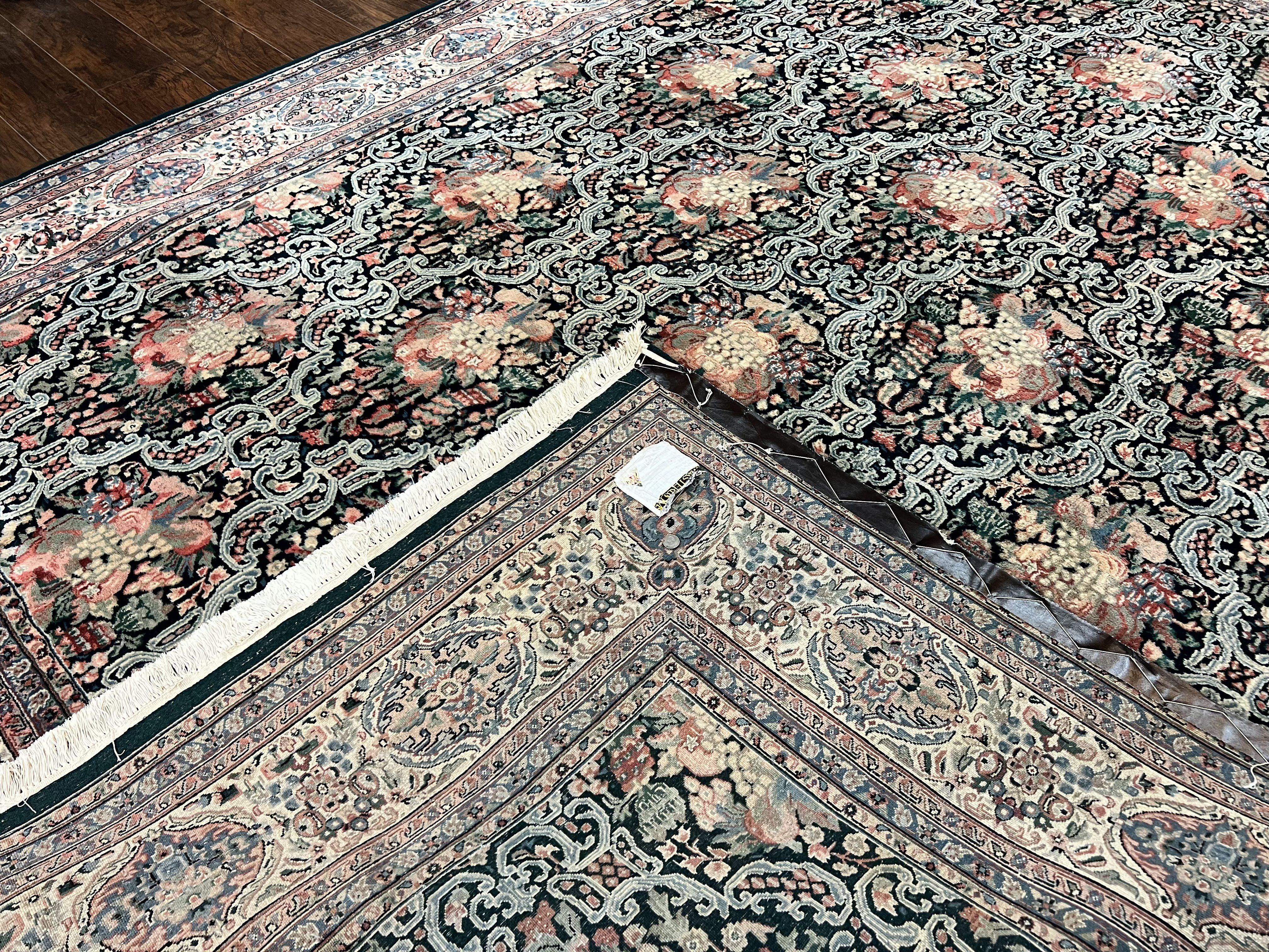 Indo Persian Rug 9x12, Kirman Carpet, Floral Bouquets, Wool Handmade Vintage Rug - Jewel Rugs