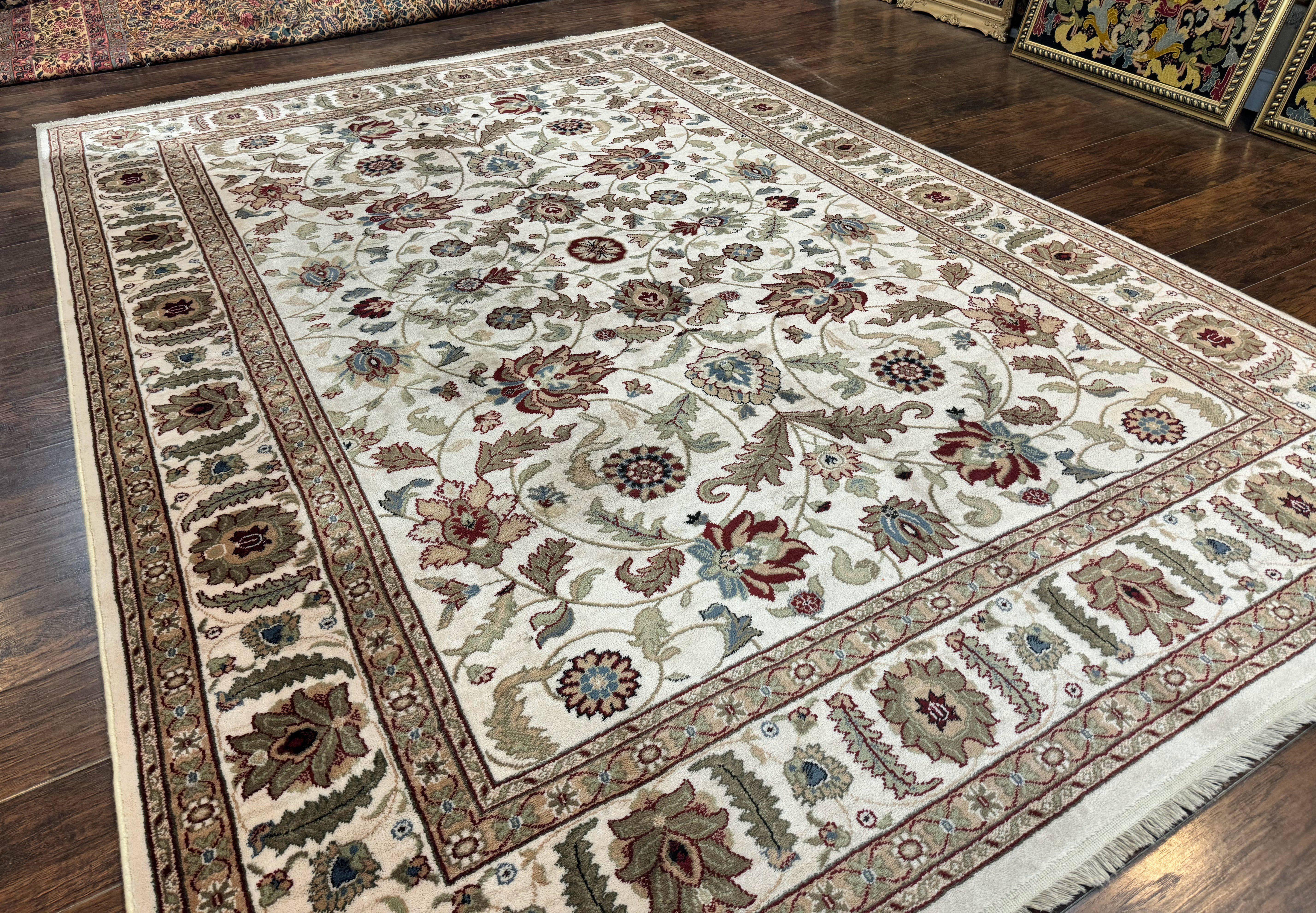 Karastan Rug 8x11, Vintage Wool Pile Karastan Carpet, Palazzo Collection, Beige Floral Carpet - Jewel Rugs