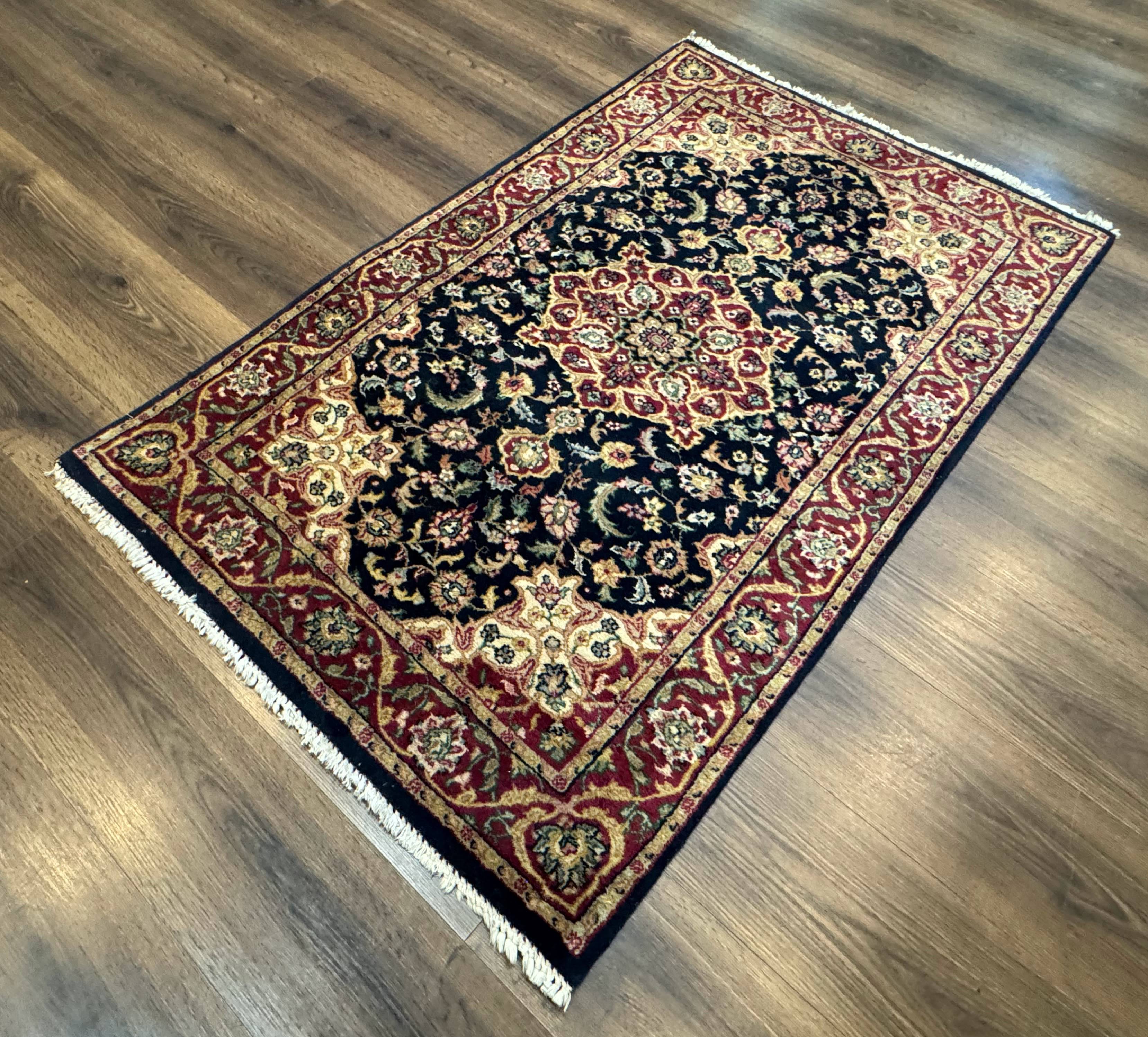 Pak Persian Sarouk Rug 3x5, Navy Blue and Red - Jewel Rugs