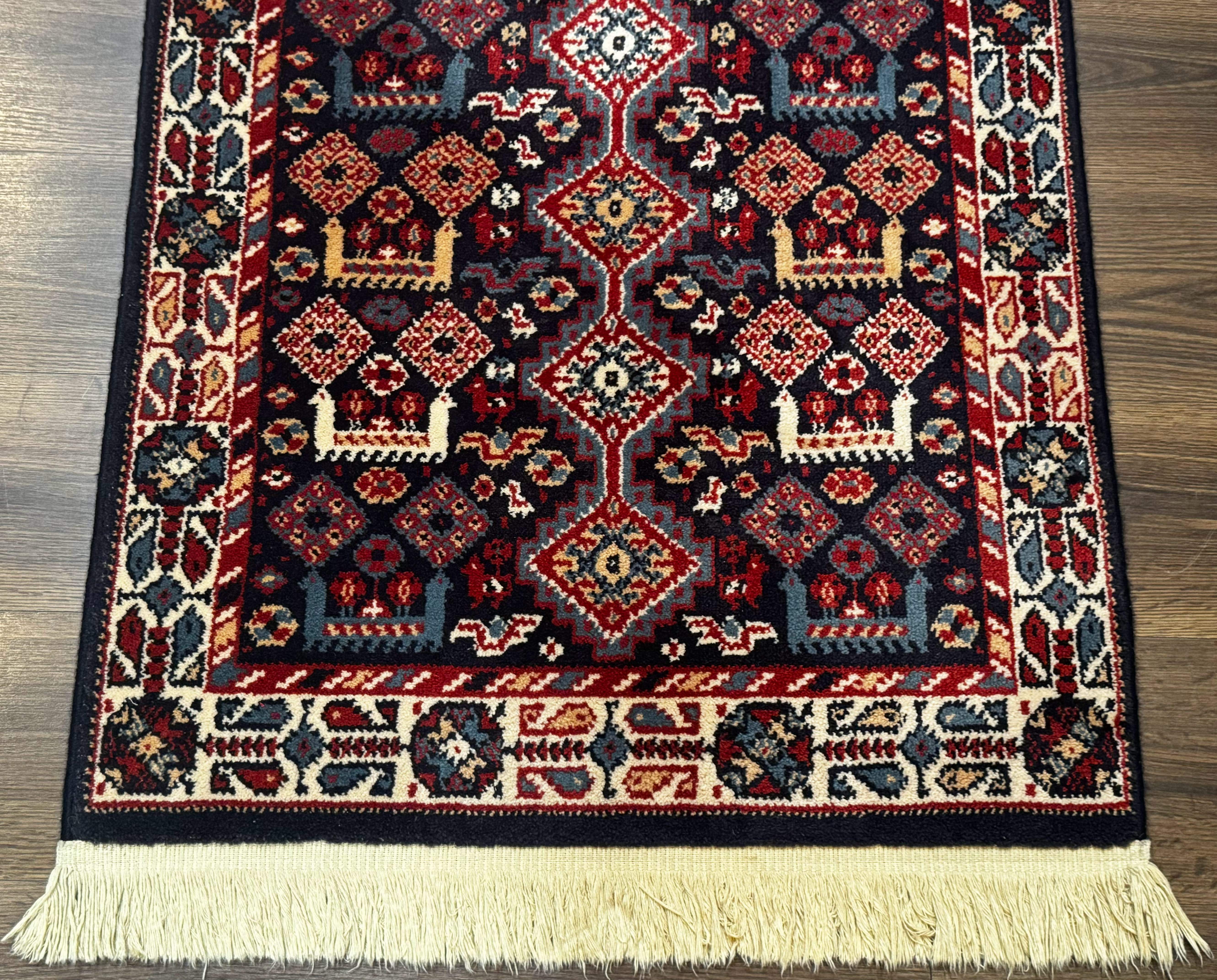 Small Karastan Rug 3x4, Yuruk Collection, Wool, Tribal, Geometric, Navy Blue - Jewel Rugs