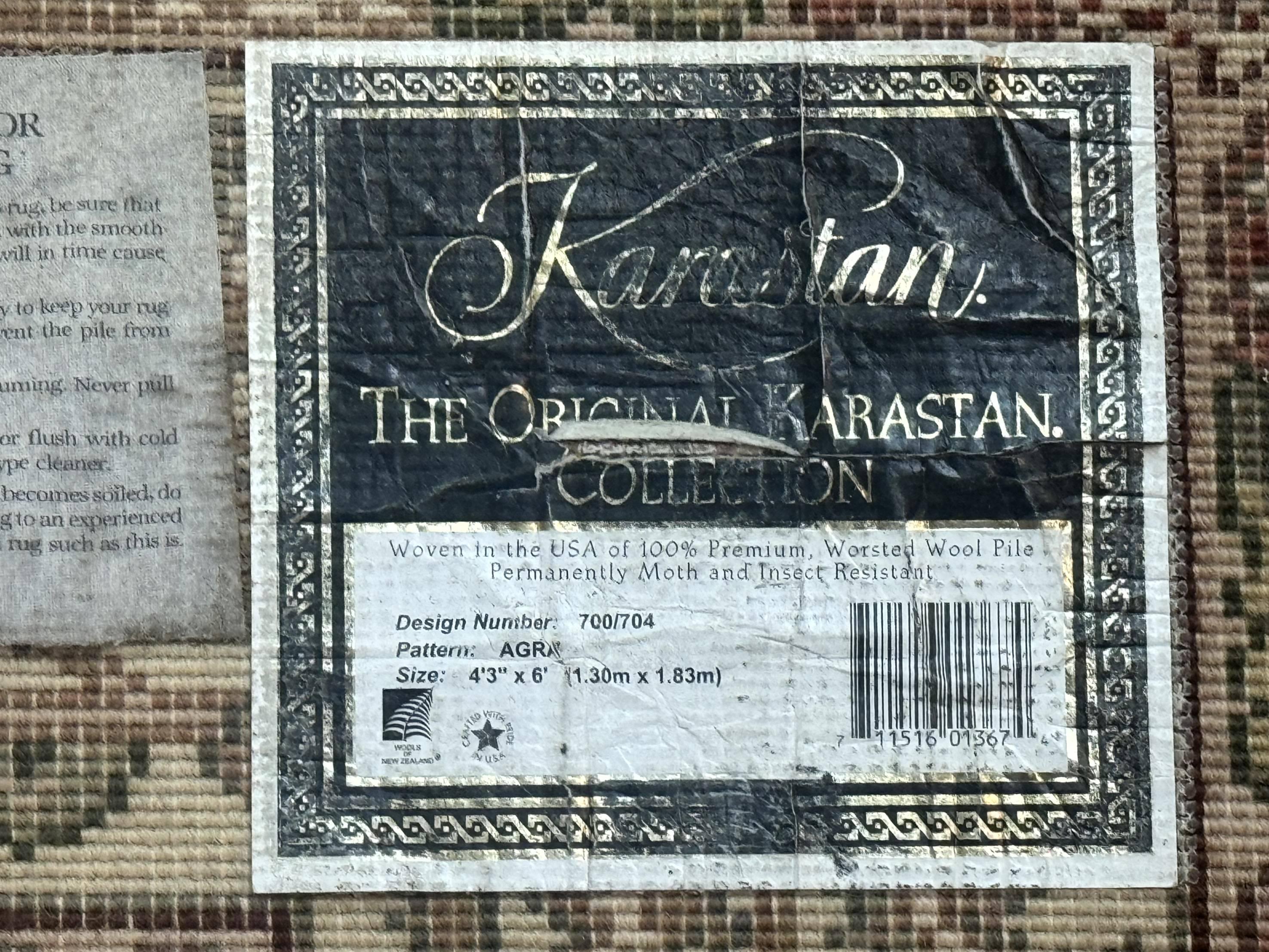 Karastan Rug 4x6, Agra #704, Original 700 Series, Vintage Wool Pile Discontinued Karastan Carpet - Jewel Rugs