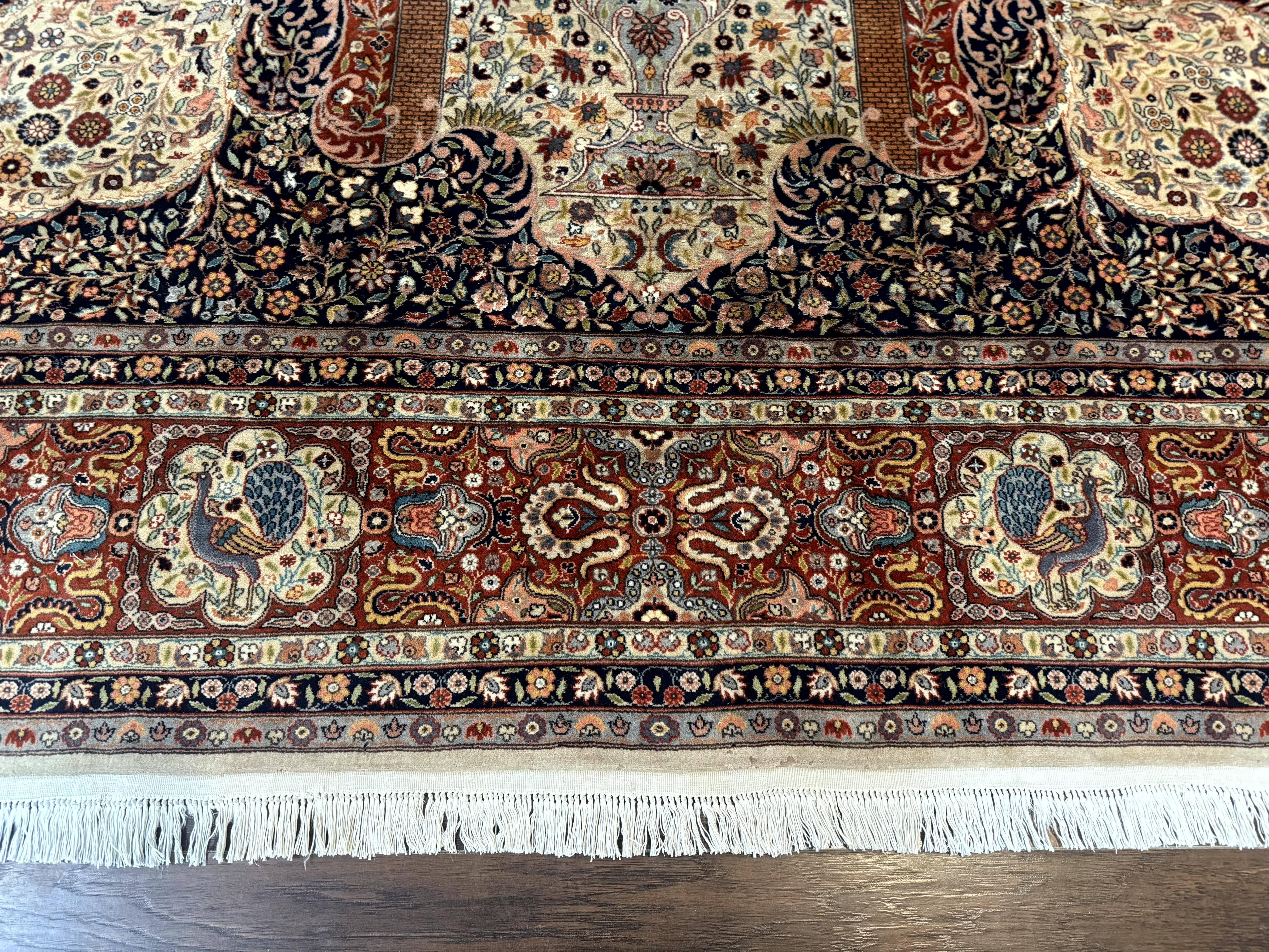 Wonderful Pak Persian Rug 9x12, Very Fine 260 KPSI, Floral Peacocks, Handmade Vintage Wool Rug - Jewel Rugs