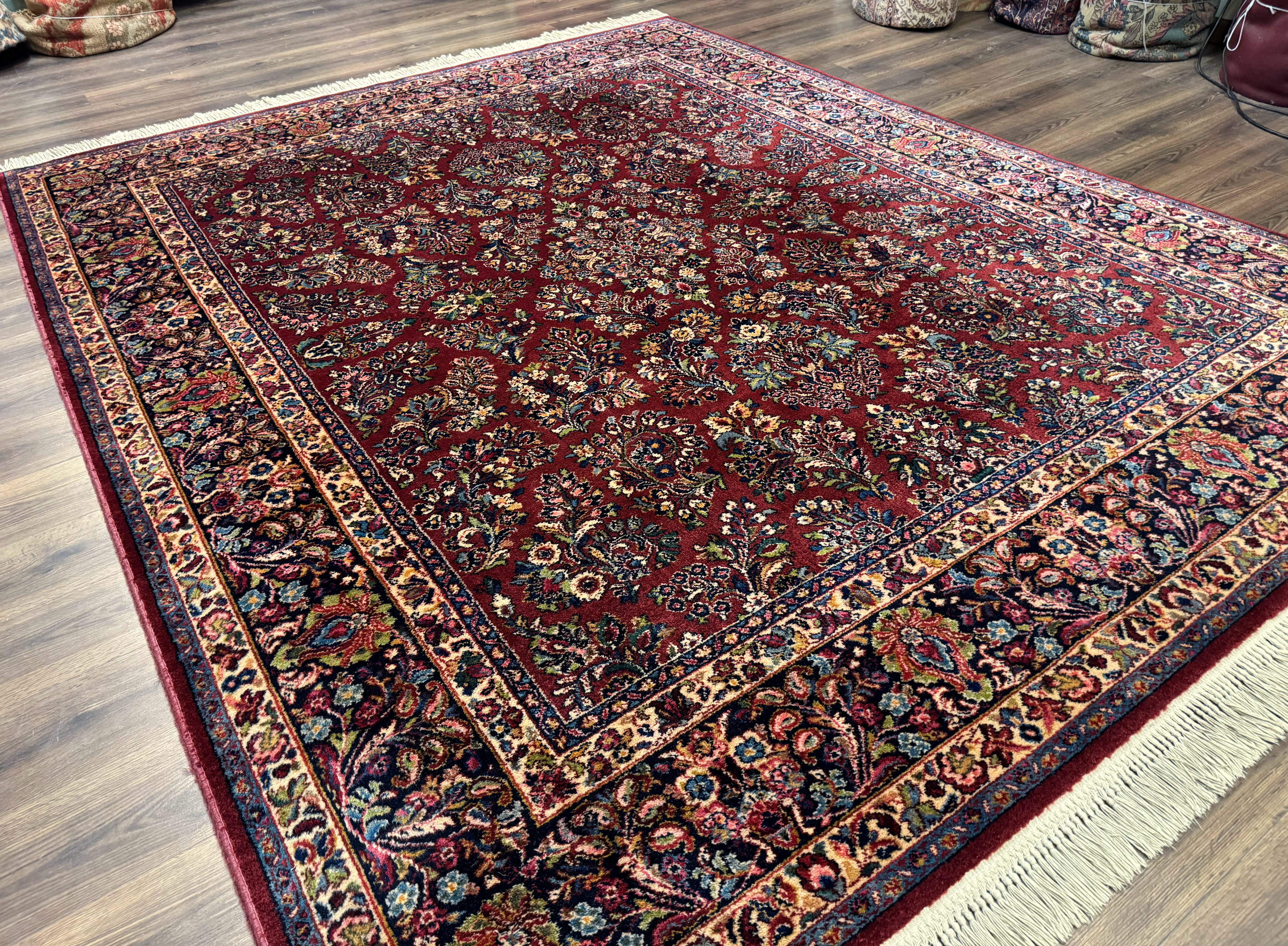 8.8 x 10.6 Karastan Red Sarouk Rug #785, Wool Pile Original 700 Series - Jewel Rugs