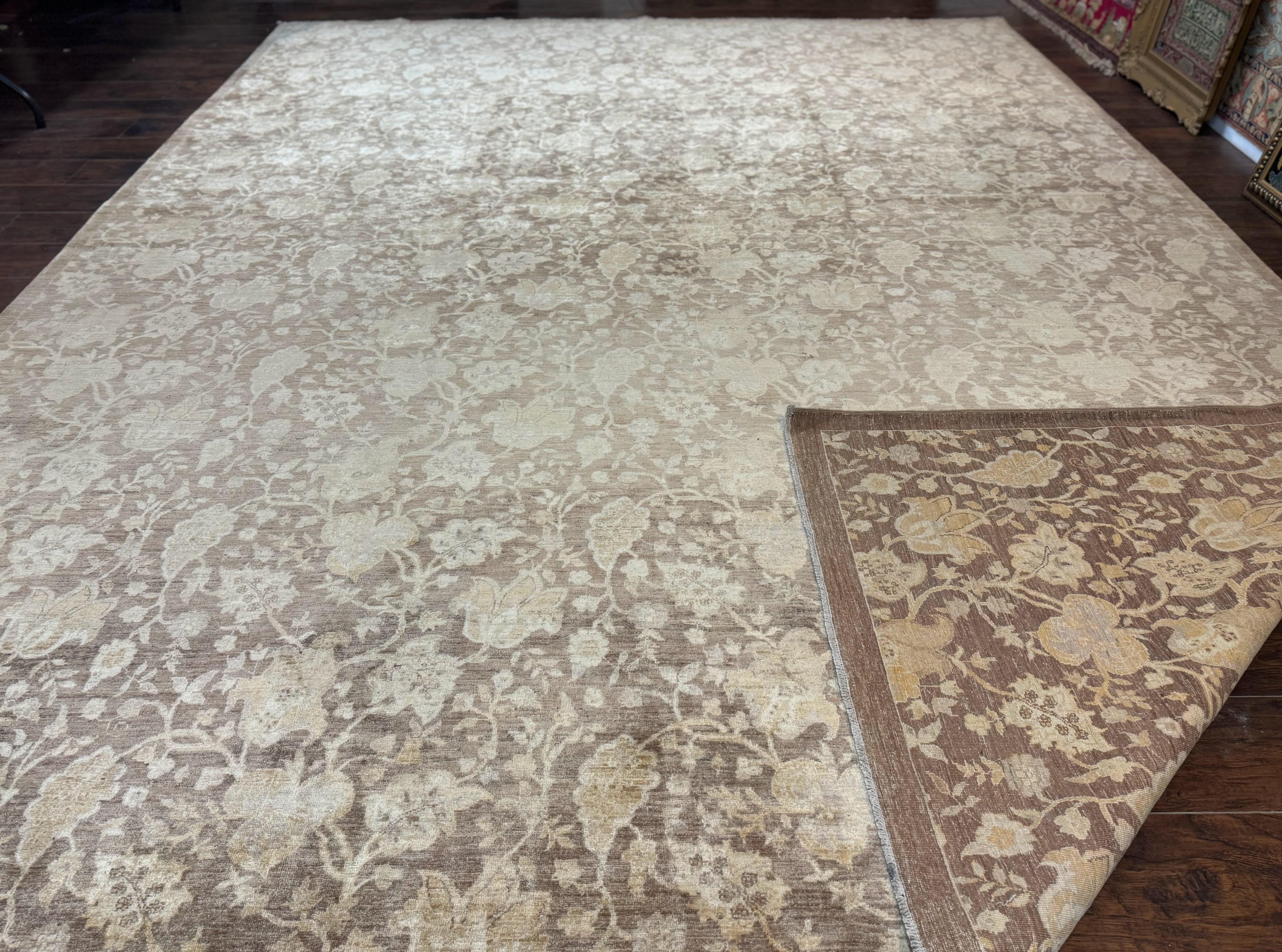 Modern Floral Rug 10x14, Large Wool Area Rug, Handmade Carpet - Jewel Rugs