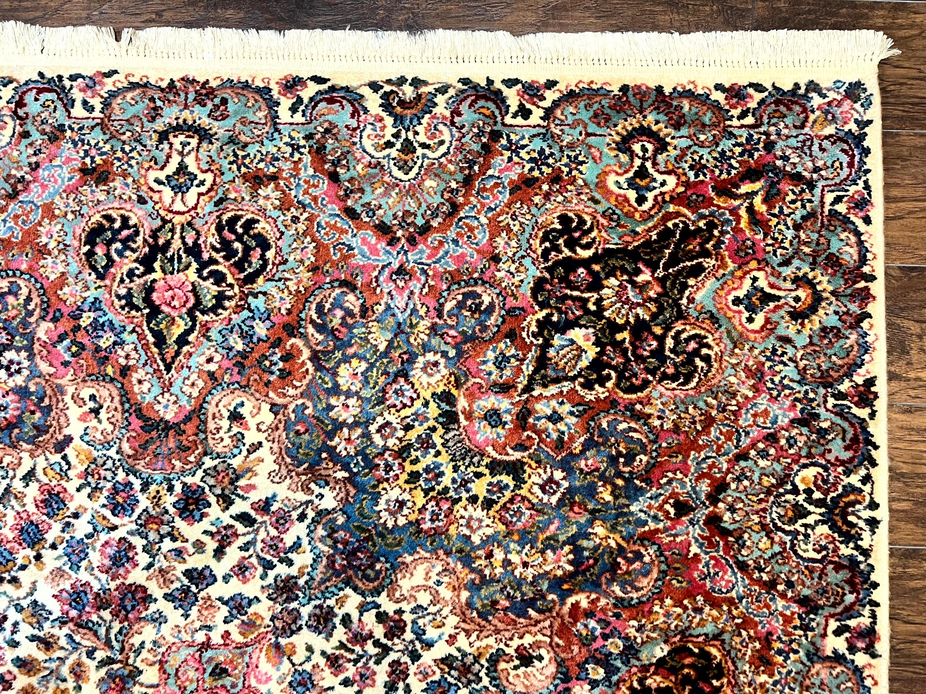 Karastan Ivory Kirman Rug 8.8 x 12, Karastan Floral Kirman #759, Wool Karastan Carpet, Vintage Karastan Rug, Original Karastan Rug Rare - Jewel Rugs