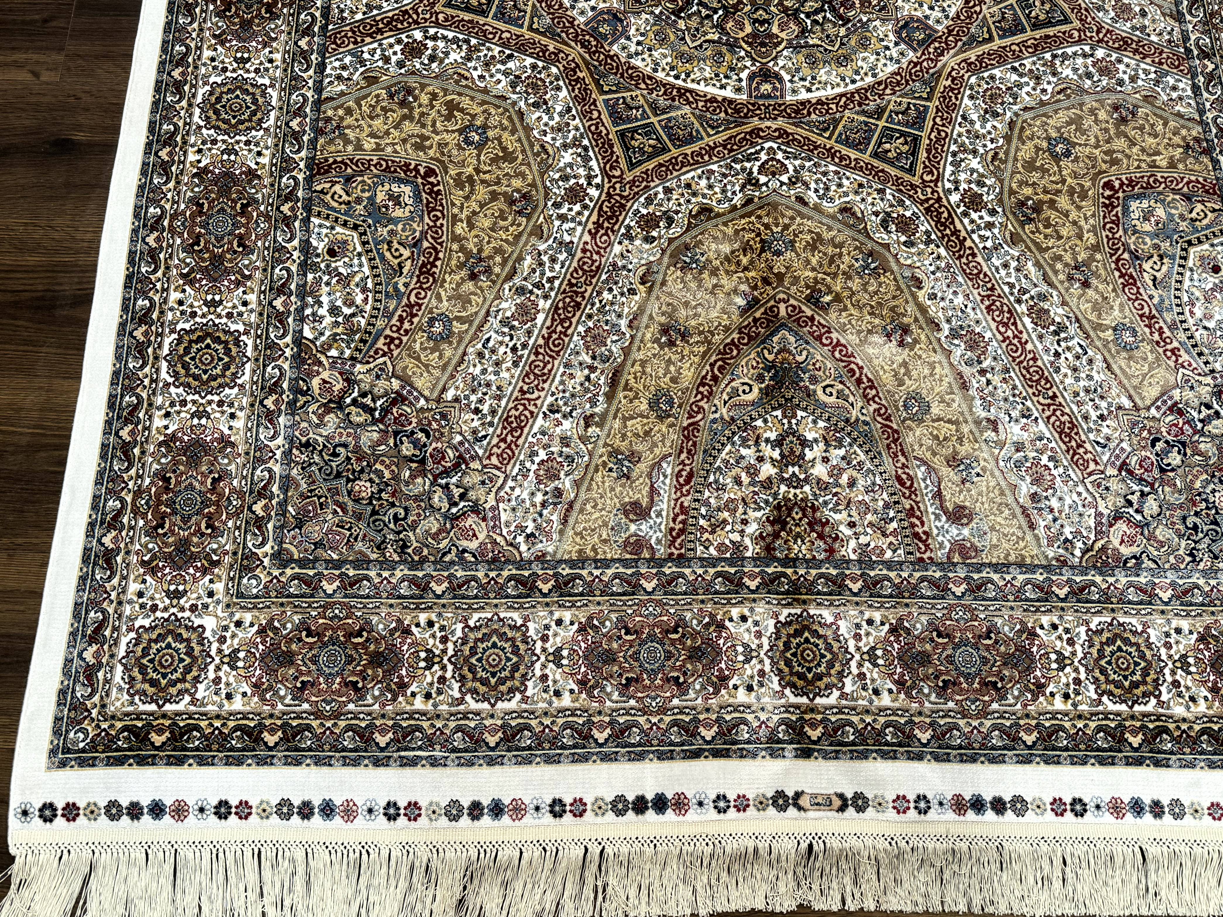 Turkish Silk Rug 5 x 7.6, Dome Design, Bamboo Silk, New - Jewel Rugs