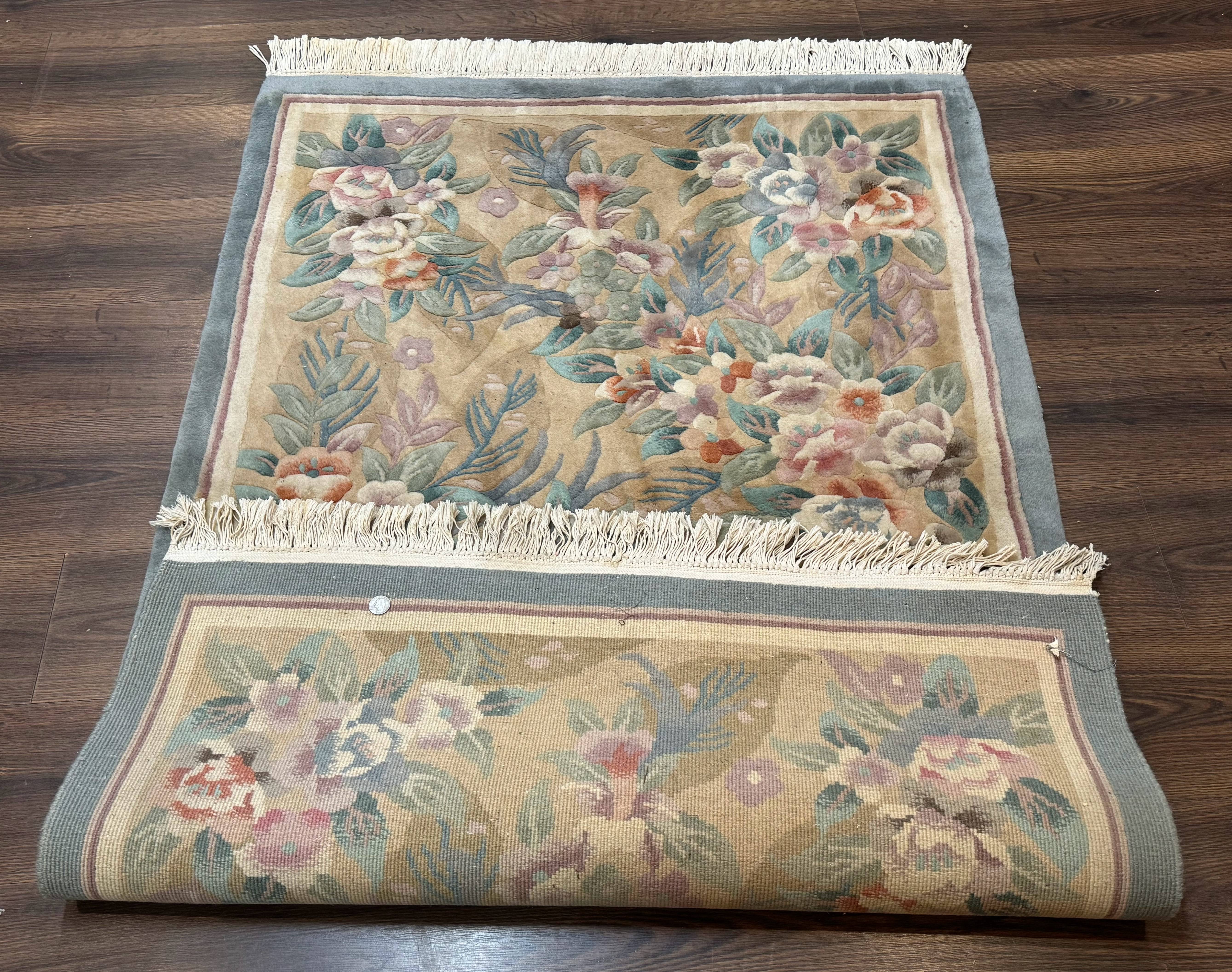 Chinese Wool Rug 4x6, Floral, 90 Line Rug, Pair B - Jewel Rugs