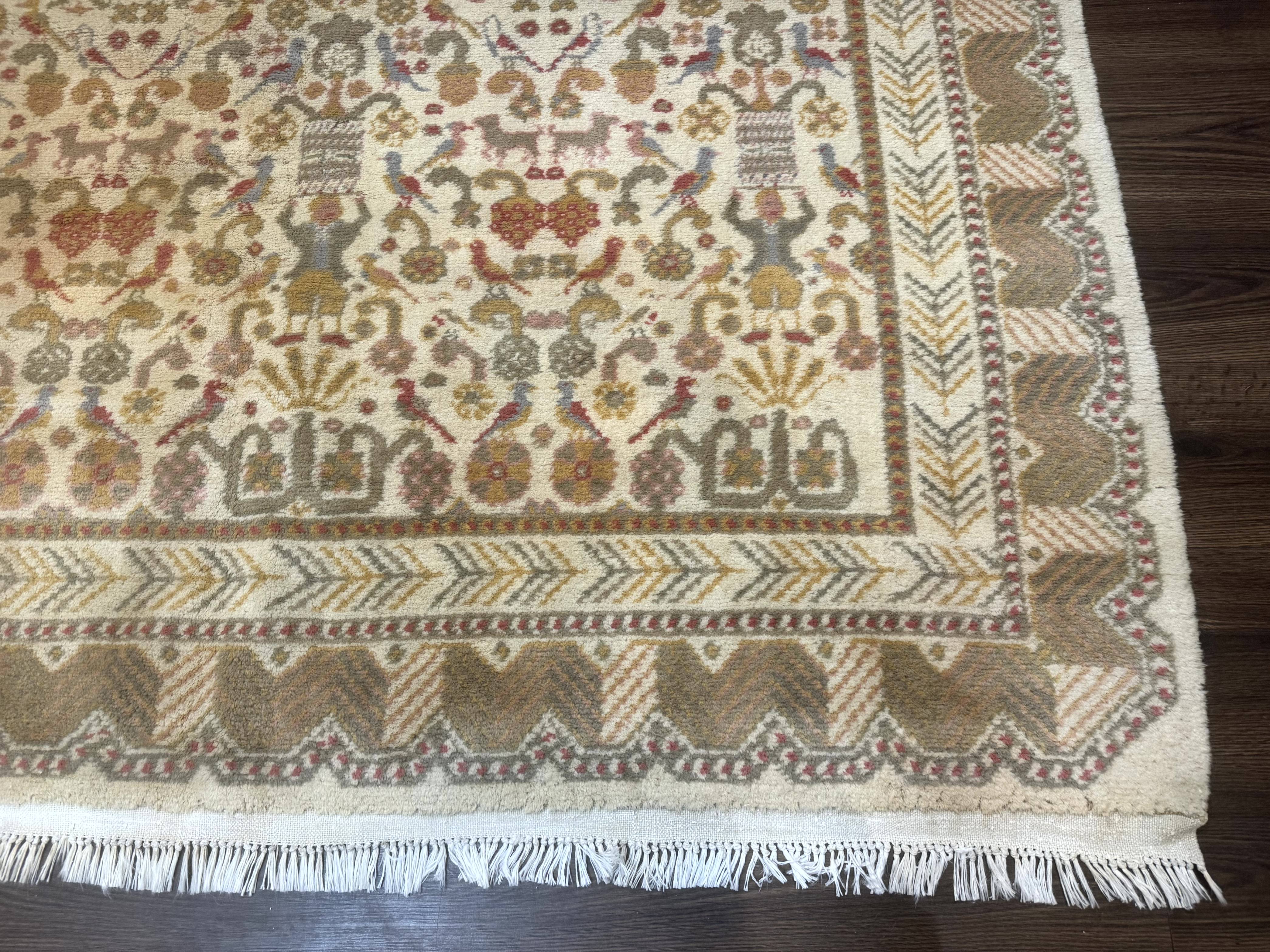 Large Spanish Portuguese Rug 9x15, Beige, Vintage, Allover Pattern, Wool - Jewel Rugs