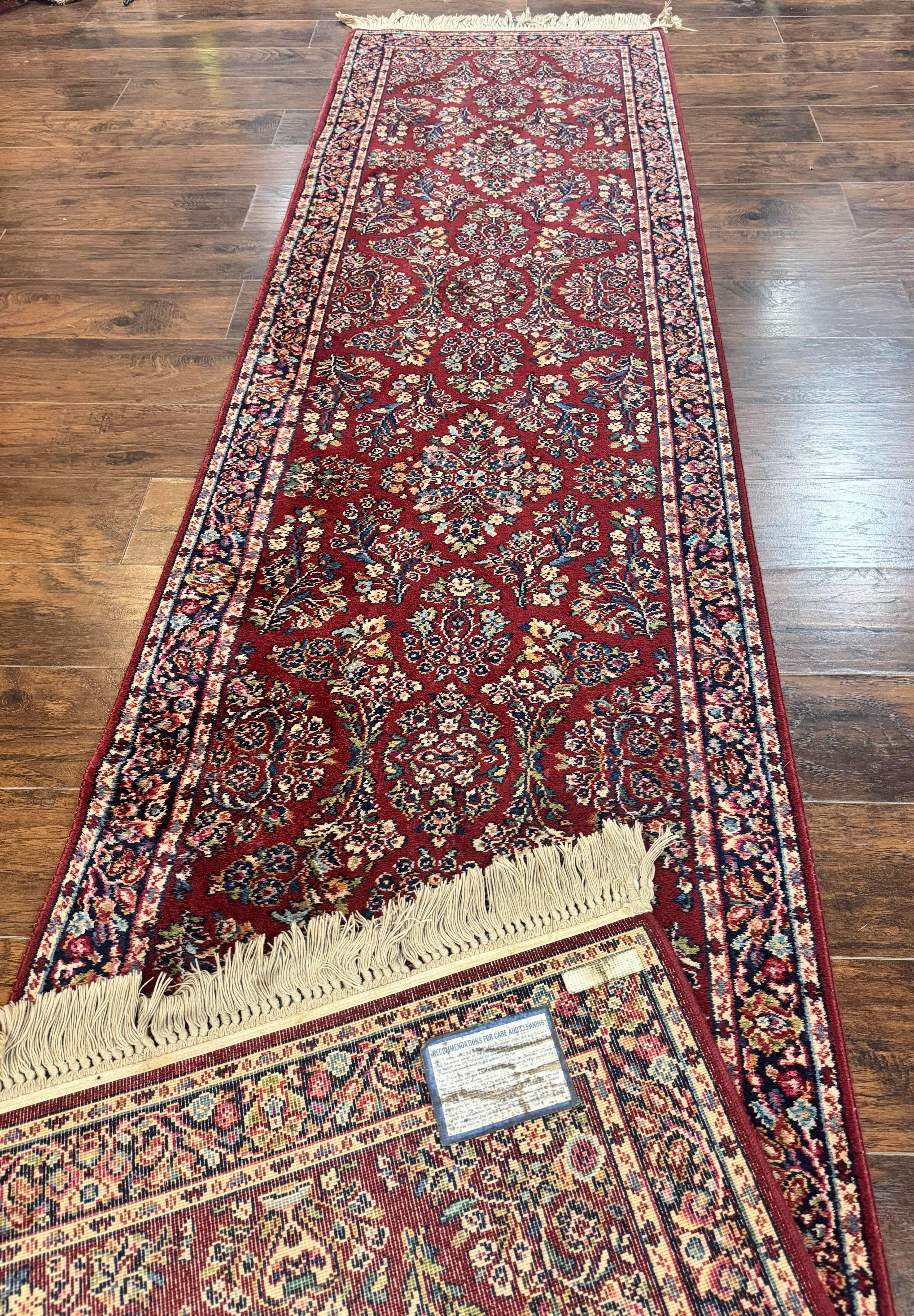 Karastan Runner Rug 3x12 Red Sarouk #785, Original 700 Series, 2.10 x 12 ft Runner, Wool Karastan Runner Rug, Rare - Jewel Rugs