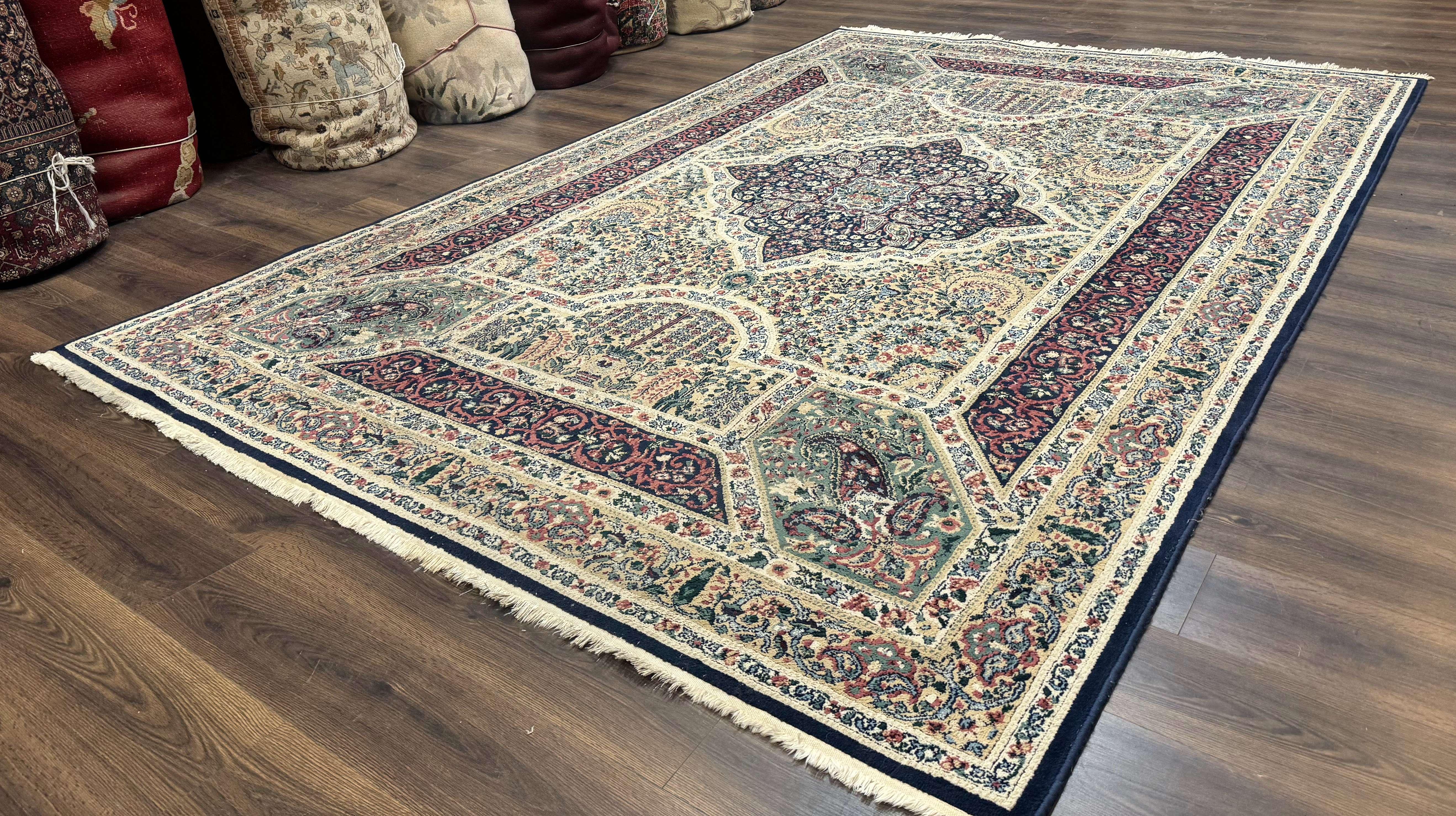 Persian Rug 8x11, Belgium Power Loomed Rug, Kirman Lavar Floral Design, Vintage Rug - Jewel Rugs