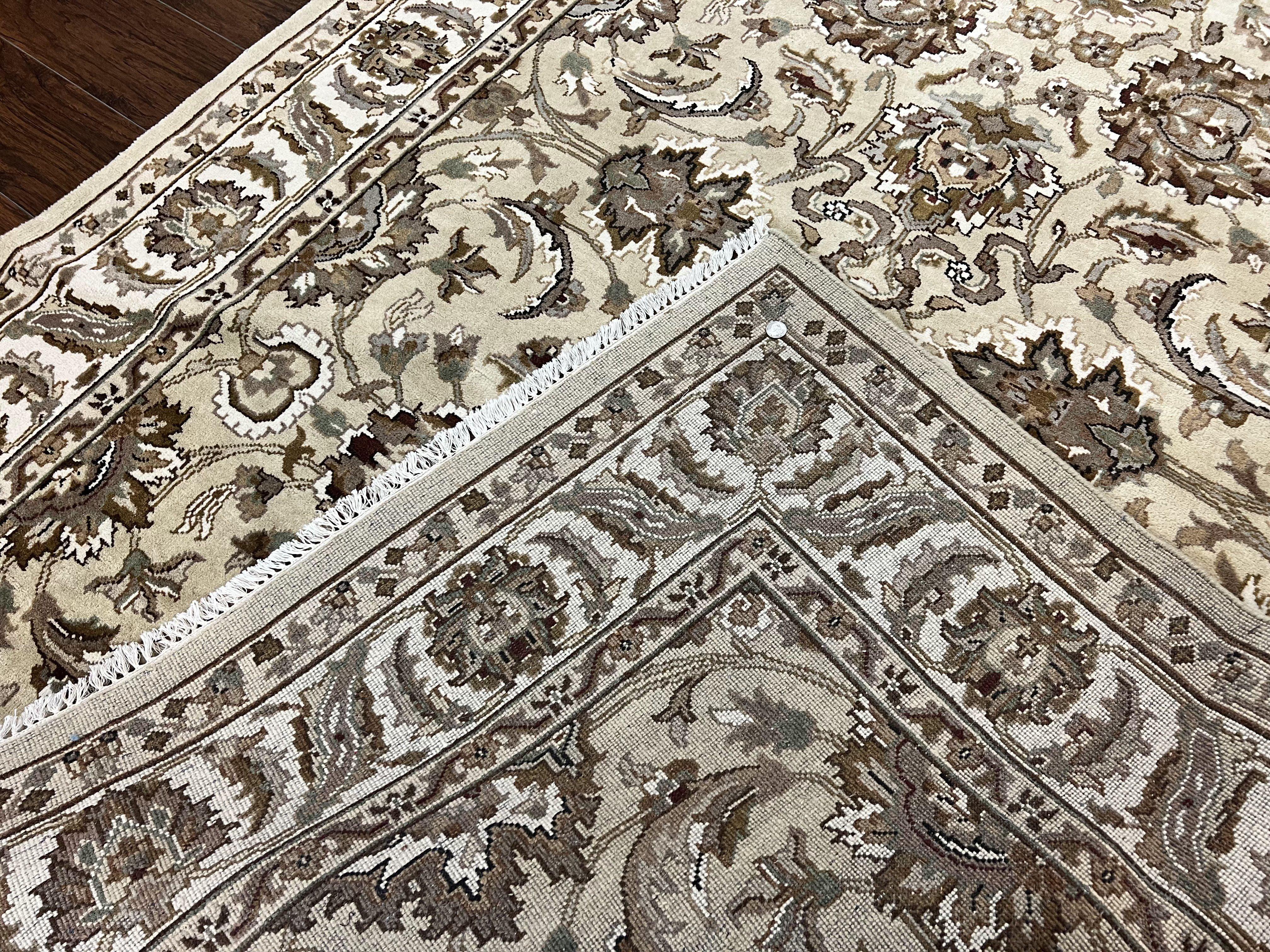 Indo Mahal Rug 6x9, Indian Carpet 6 x 9 ft, Light Green and Ivory, Floral Allover, Wool Oriental Carpet, Traditional Rug, Handmade - Jewel Rugs