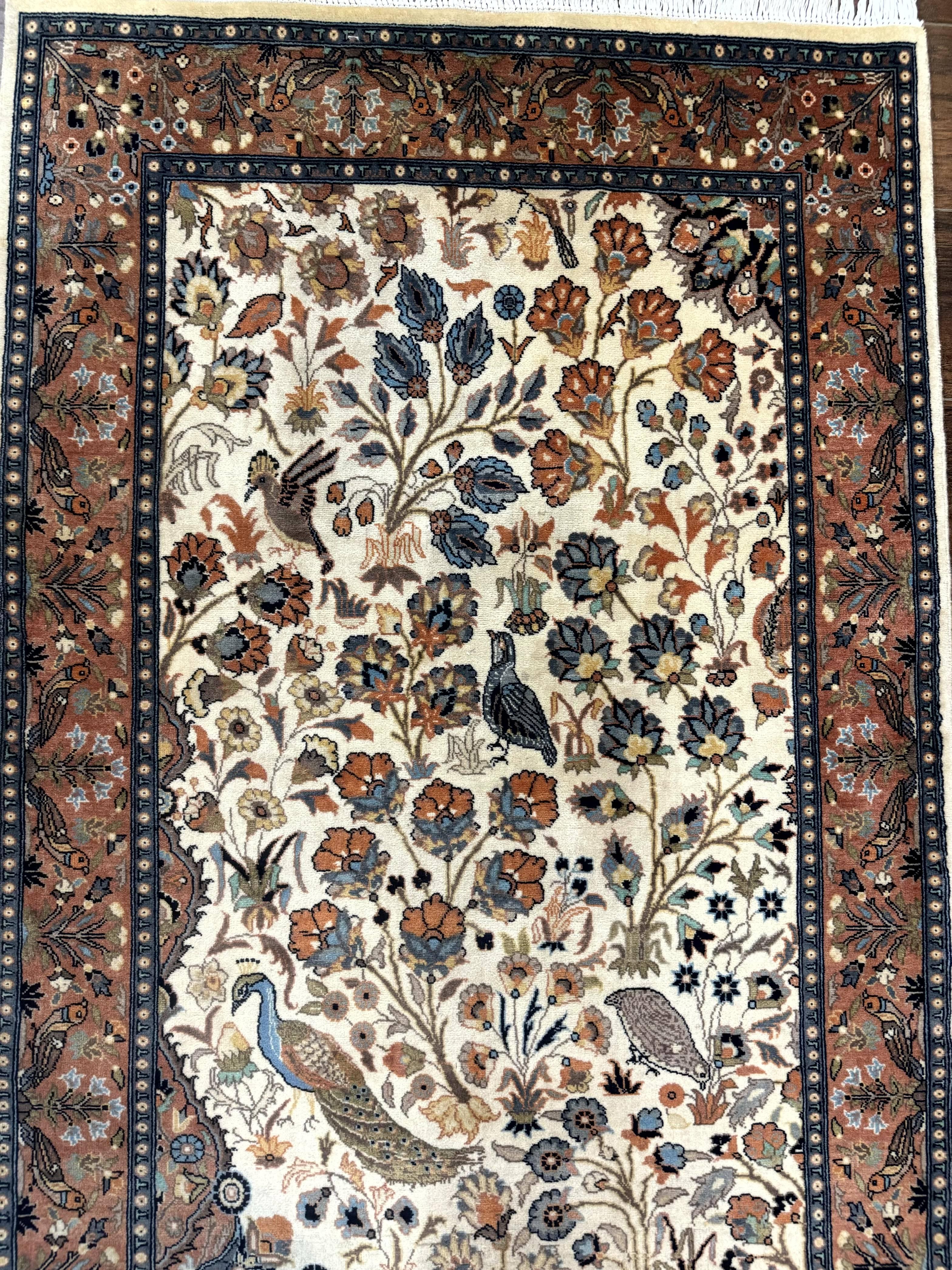 Small Pak Persian Rug 3x5, Peacock Birds Floral - Jewel Rugs