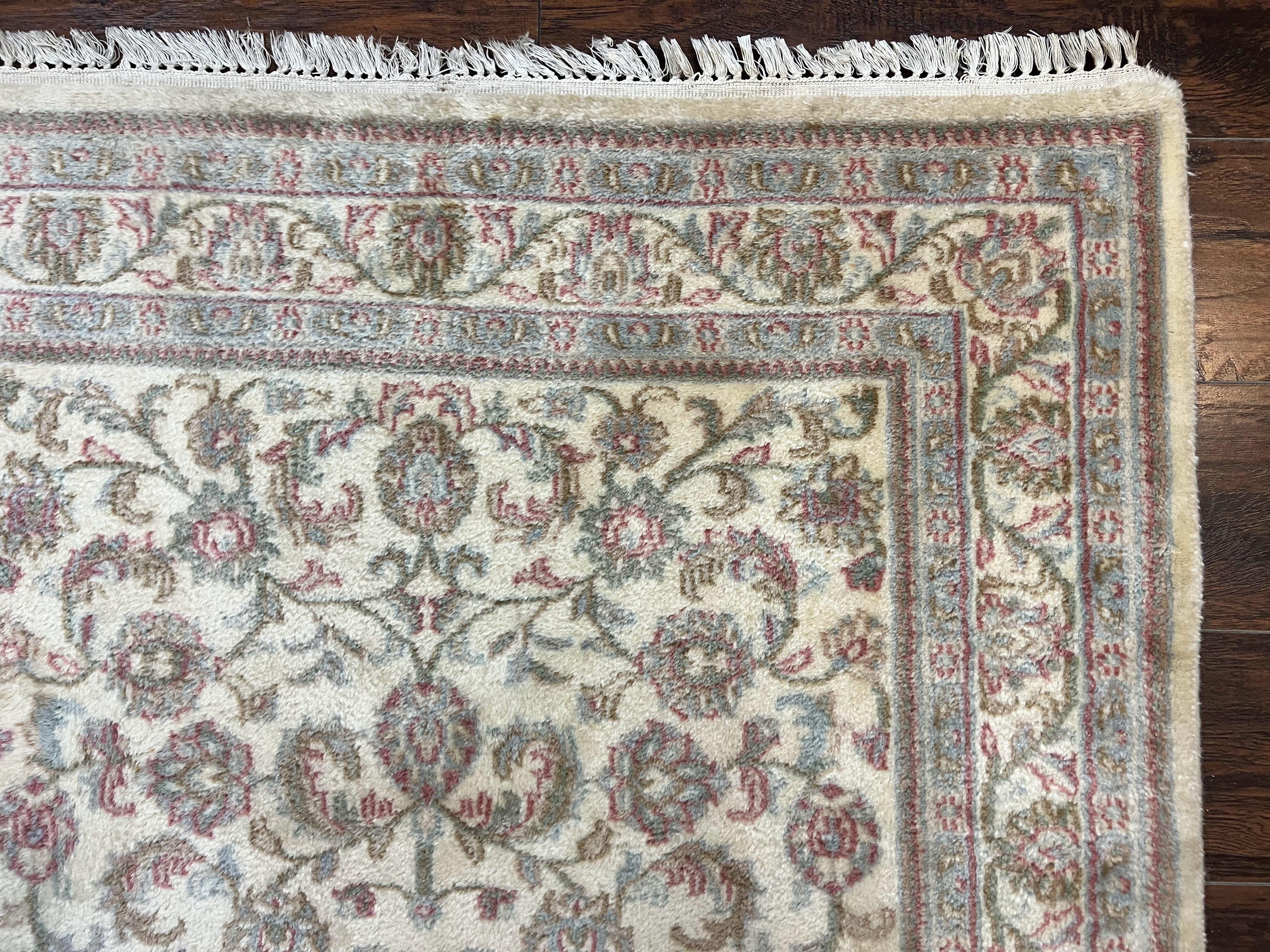 Indo Persian Rug 4x6, Vintage Handmade Wool Carpet, Floral Allover Pattern, Beige, Pair A - Jewel Rugs