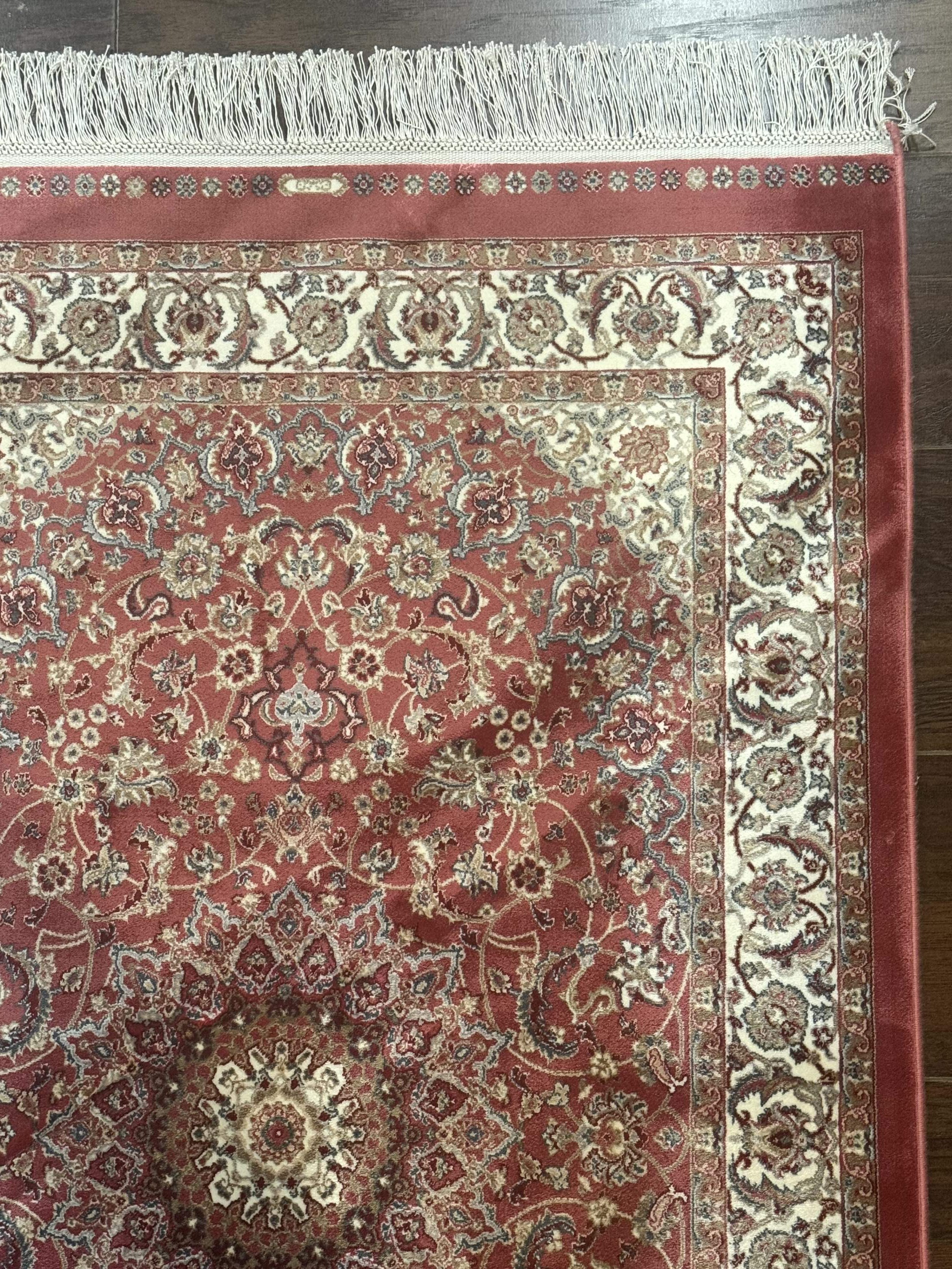 Turkish Silk Rug 2.6 x 4, Medallion, Pink and Ivory, Fine, Bamboo Silk - Jewel Rugs