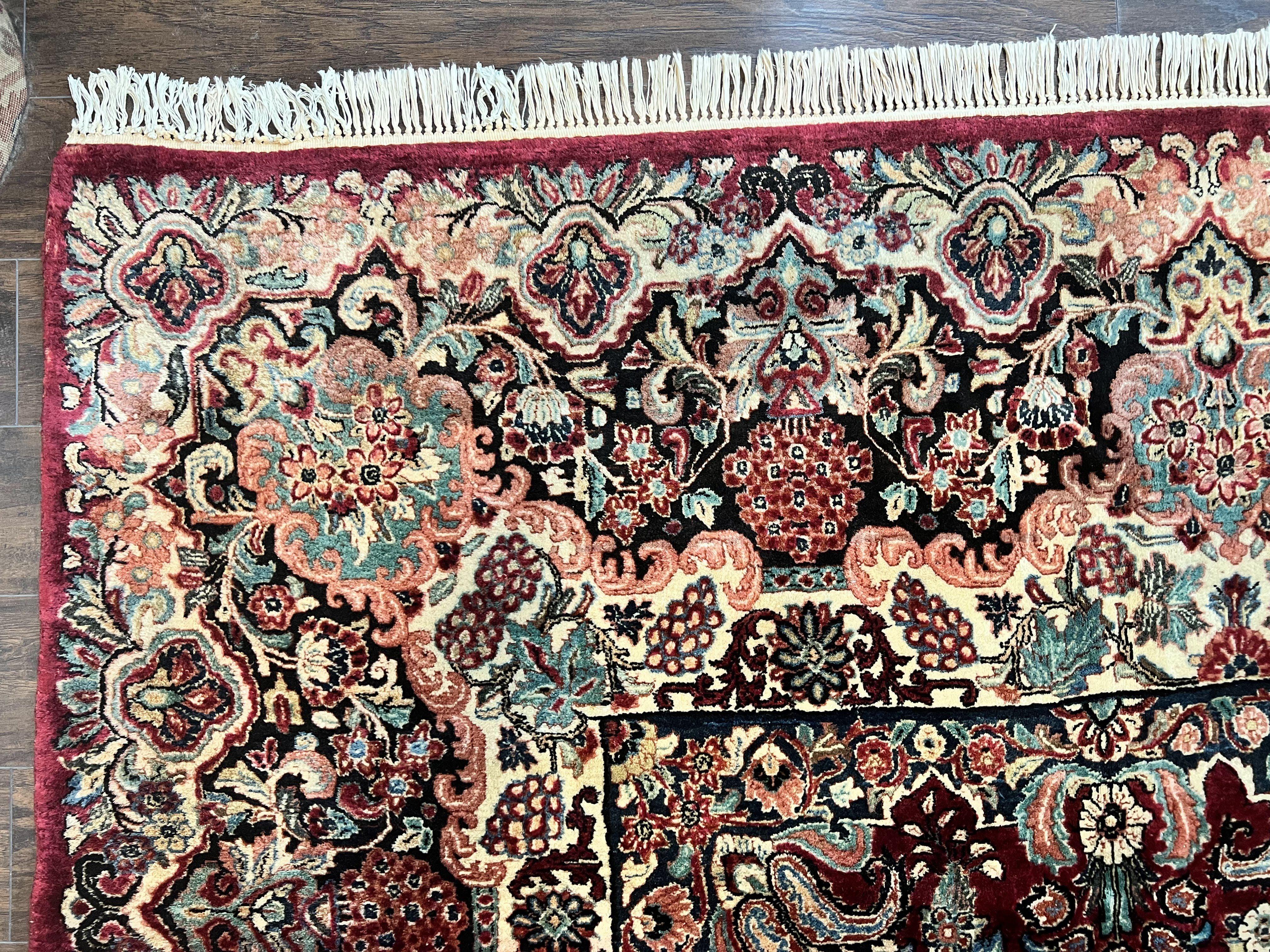 Persian Sarouk Rug 12x17, Wool Hand Knotted Antique Carpet, Dark Red, Traditional Floral Oriental Rug, 12 x 17 Extra Large Handmade Rug - Jewel Rugs