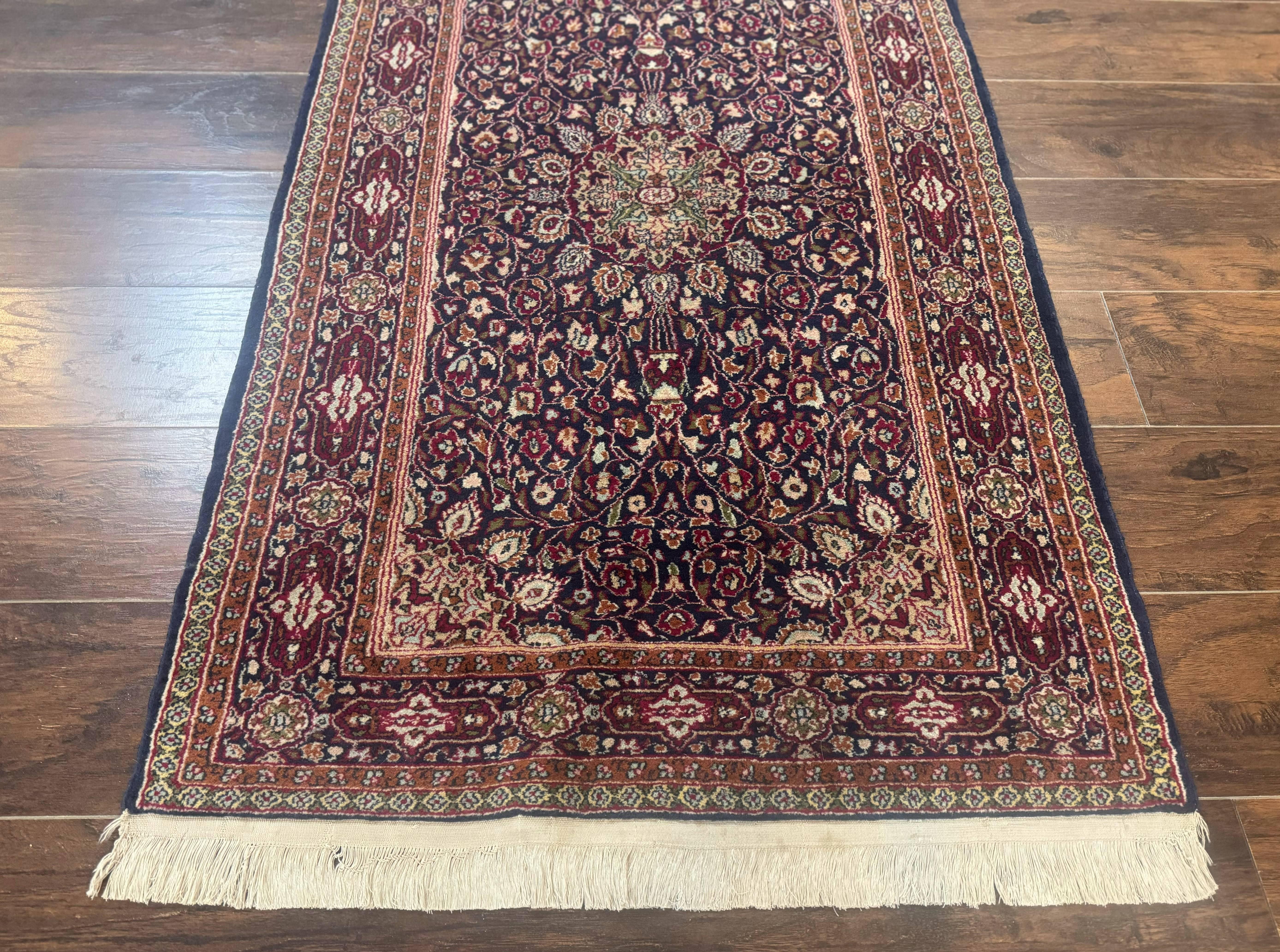 Indo Kashmiri Rug 3x5, Navy Blue, Very Fine 400 KPSI, Pair B - Jewel Rugs