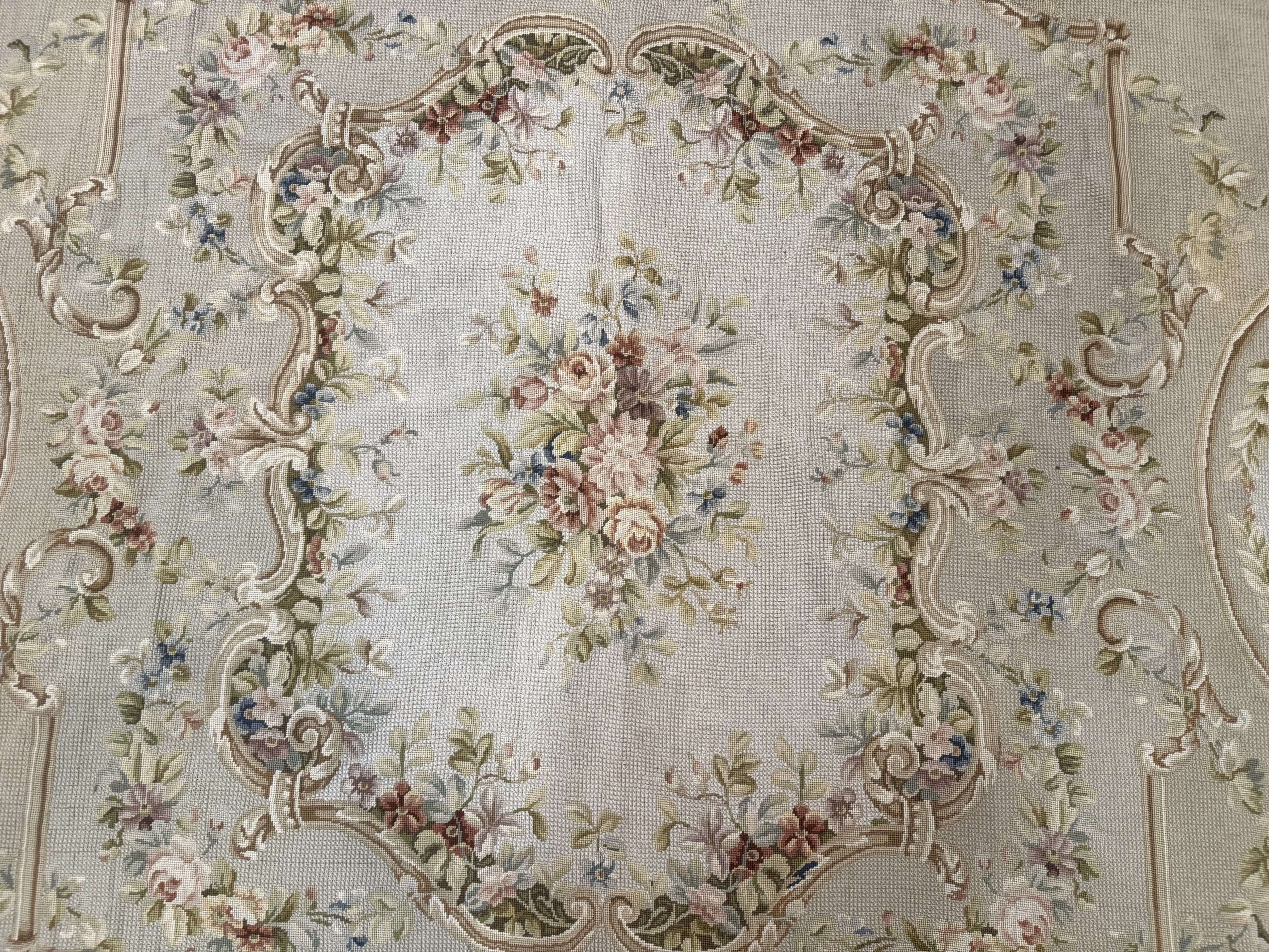 Needlepoint Rug 8x10, Aubusson Carpet, European Design - Jewel Rugs