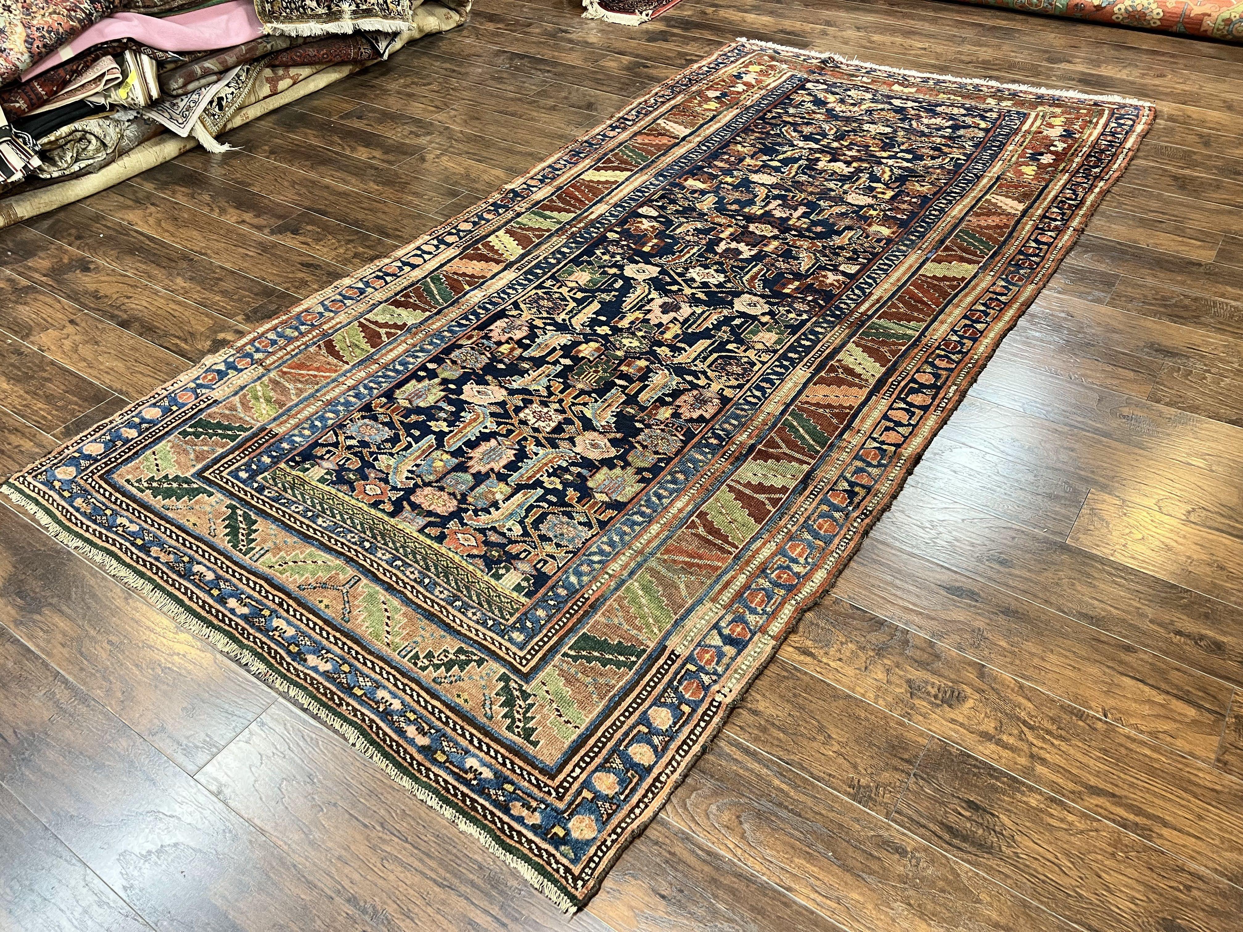 Caucasian Kalegy Rug 6x11, Wide Runner, Wool Hand Knotted Carpet, Navy Blue Tribal Rug, 1920s Antique Rug, 6 x 11 Oriental Carpet - Jewel Rugs