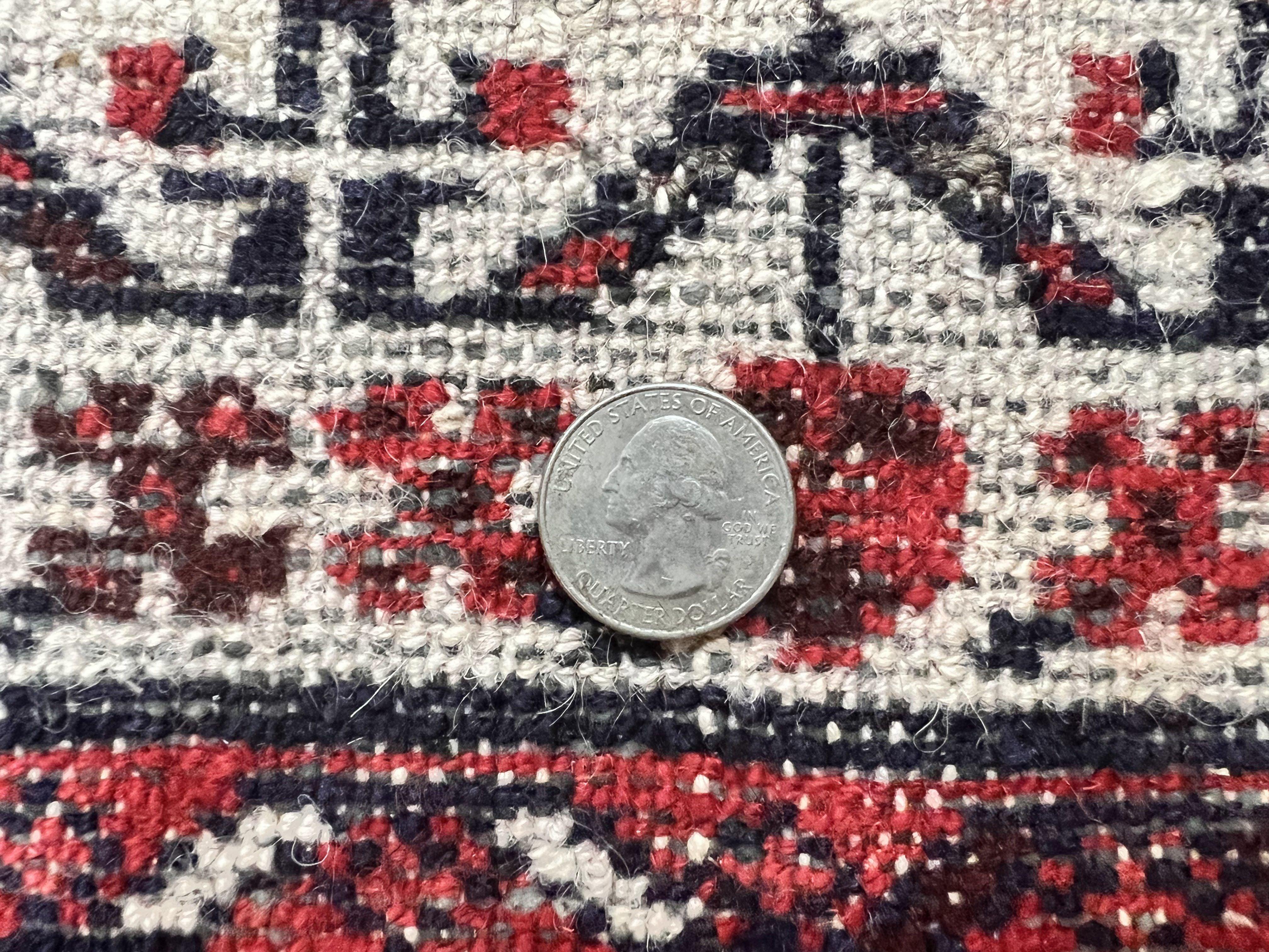 Persian Tribal Runner 3 x 9, Hamadan Dargazin Rug, Dark Blue and Red Wool Hand Knotted Hallway Rug, Vintage Antique Oriental Runner, 9ft Long Runner, Herati - Jewel Rugs