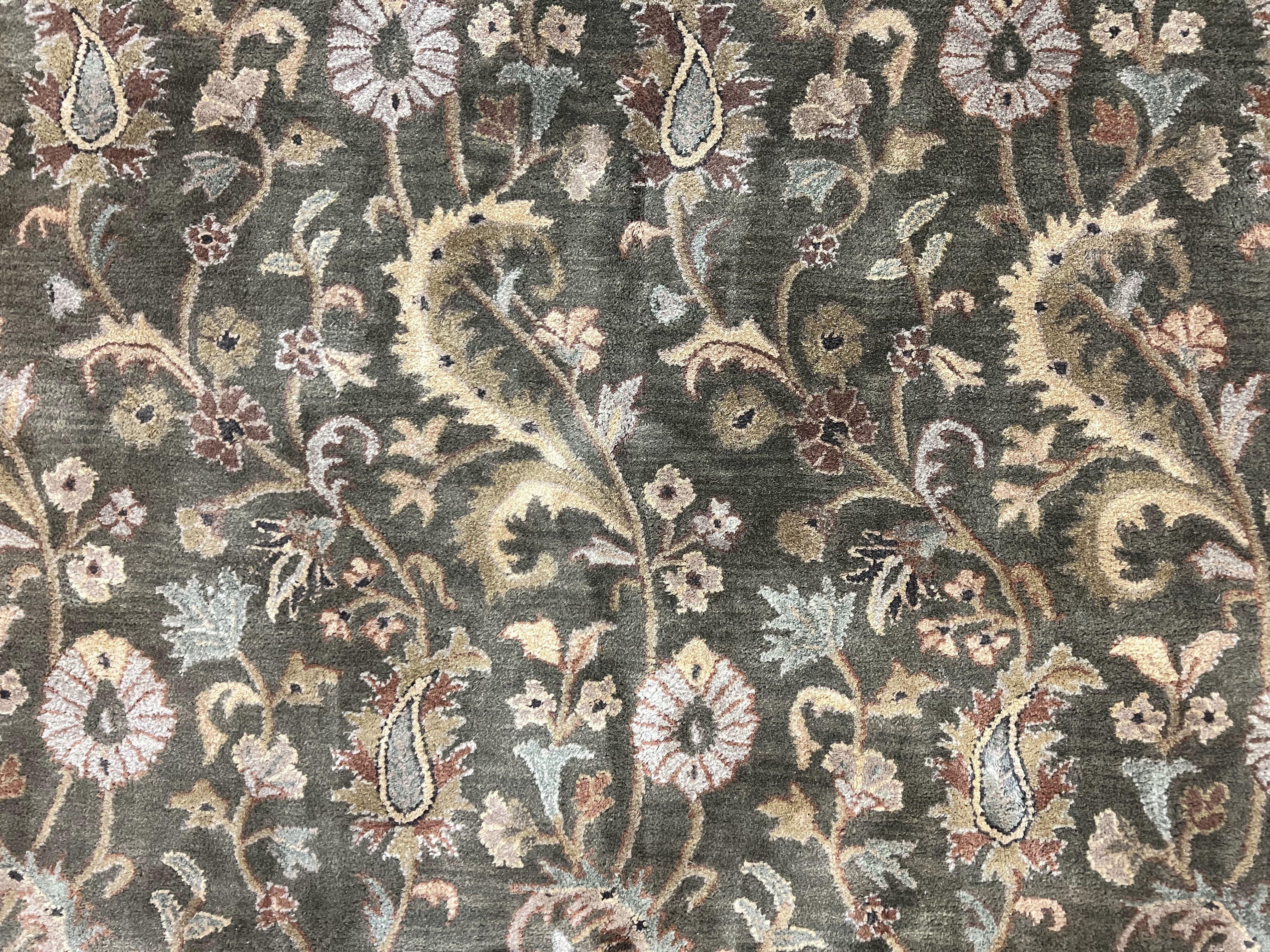 Pottery Barn Rug 8x10, Wool Hand Tufted Vintage Indian Carpet, Room Sized Wool Pile Floral Rug - Jewel Rugs