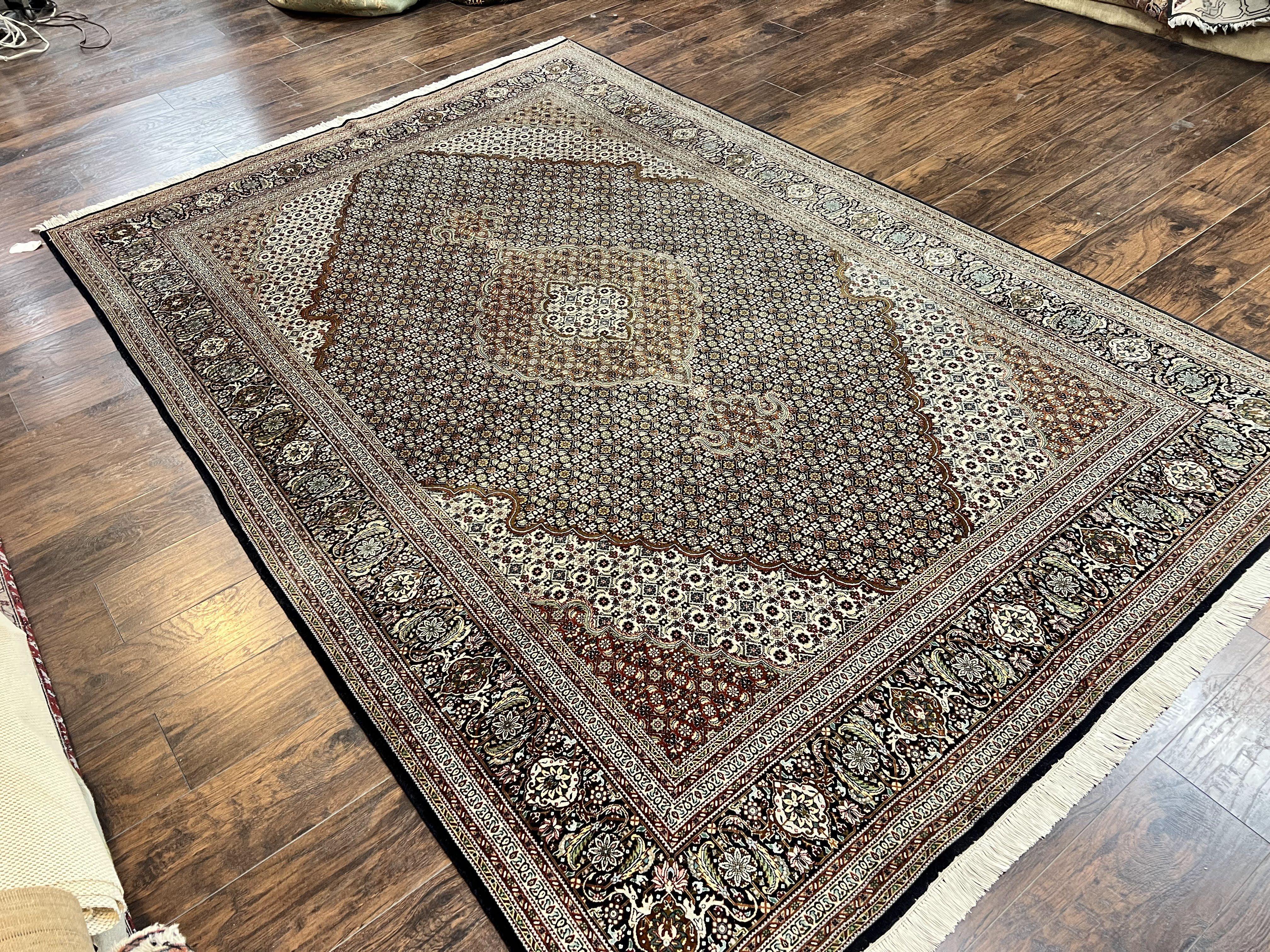 Wonderful Persian Tabriz Rug 7x10 ft, Very Fine 50 Raj 350 KPSI Oriental Carpet, Herati Mahi Pattern, Authentic Hand Knotted Handmade Wool Vintage - Jewel Rugs