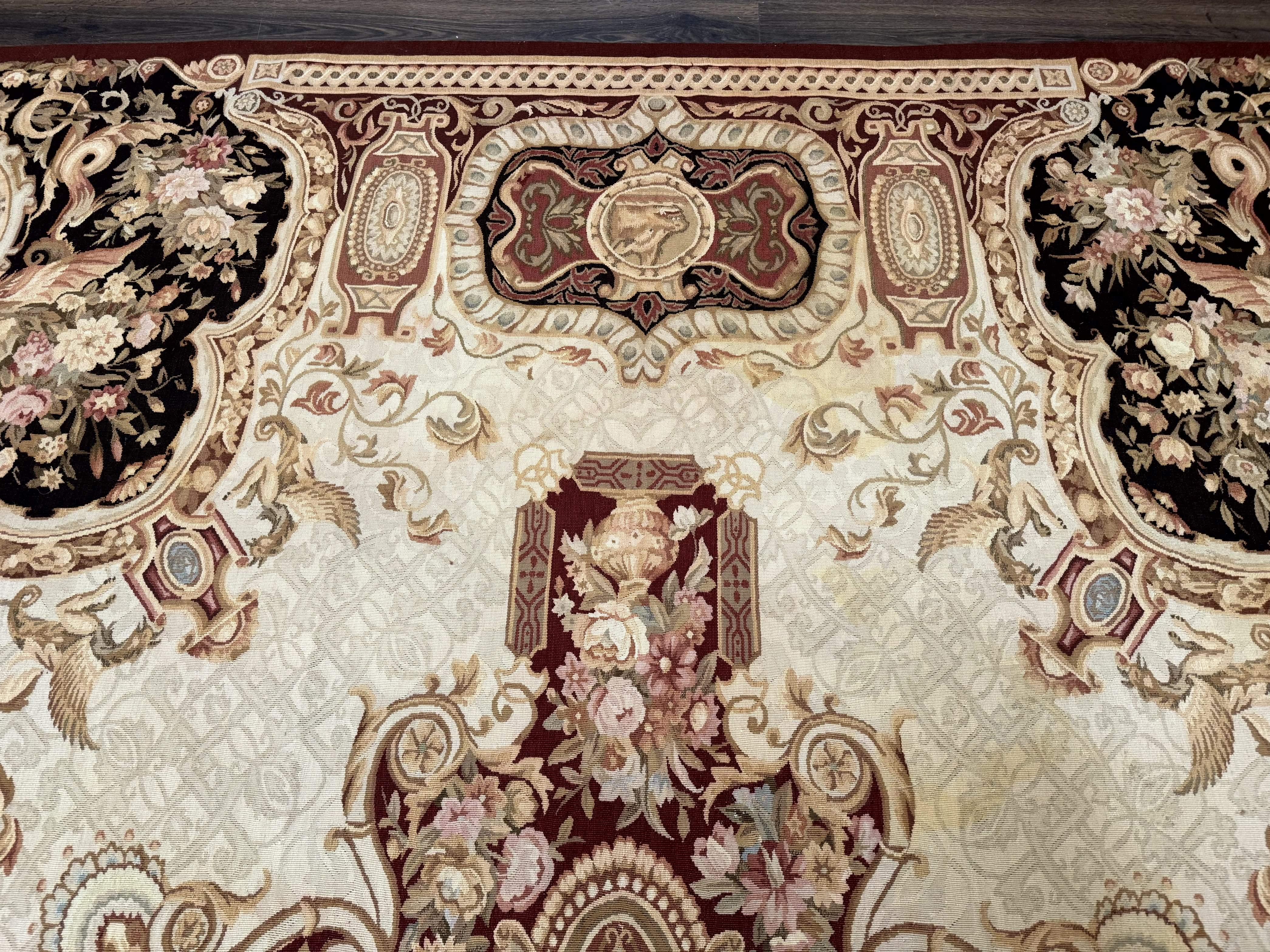 French Aubusson Rug 9x12 - European Design Flatweave Carpet - Jewel Rugs