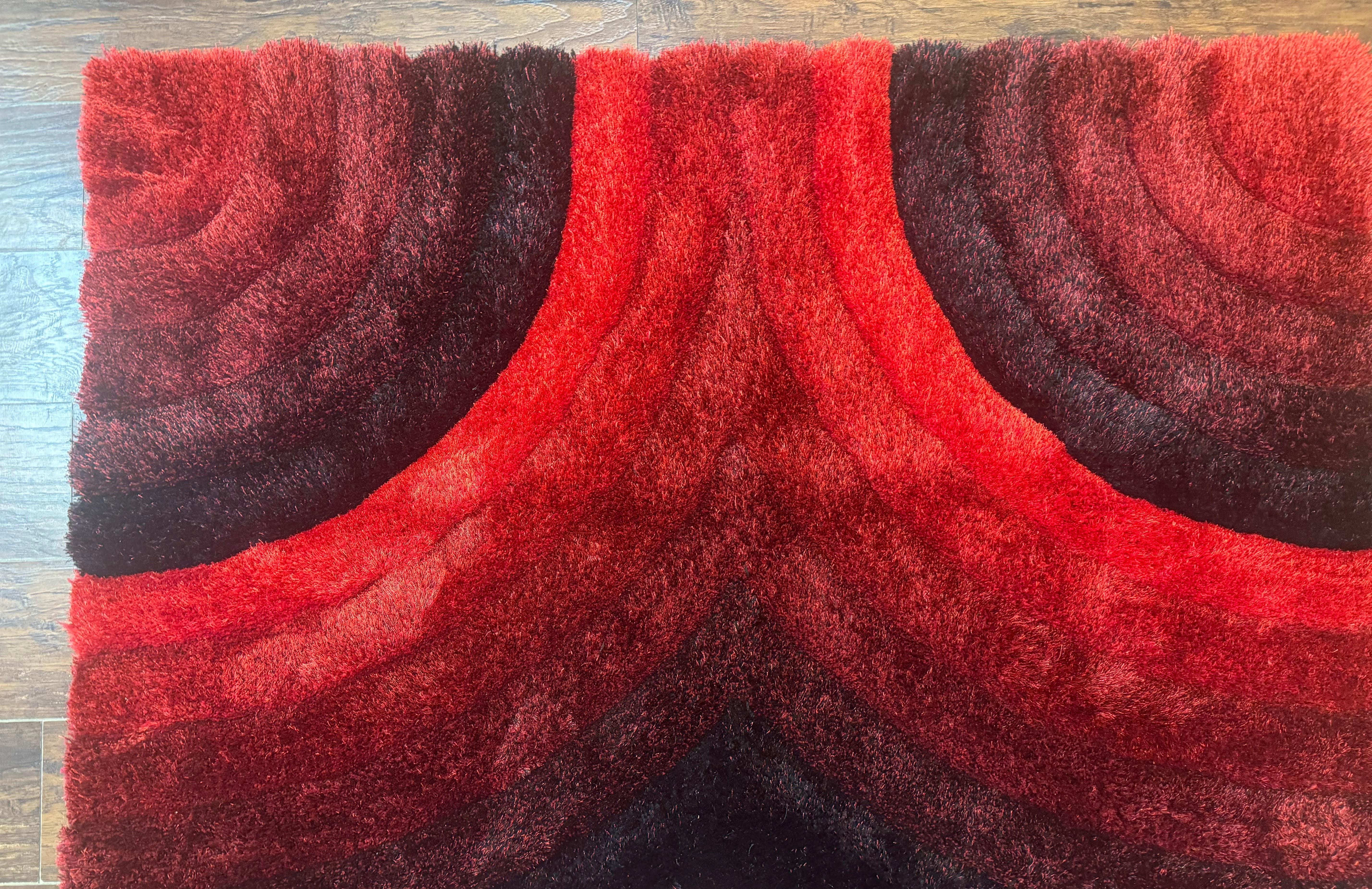 Red and Black Shag Rug 5x7, Pair B - Jewel Rugs