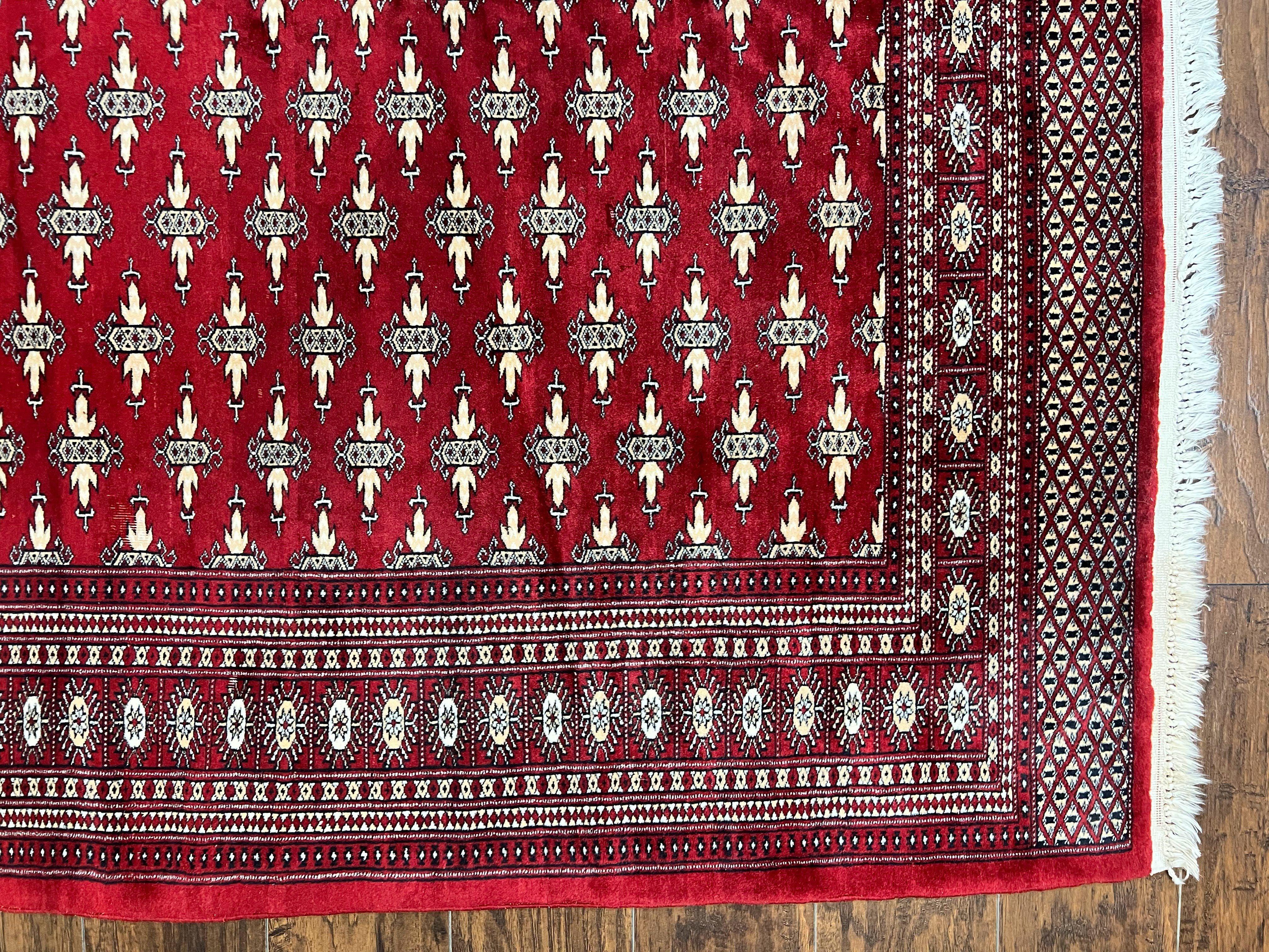 Pakistani Turkoman Bokhara Rug 6x9, Fine Wool Vintage Hand Knotted Handmade Yamud Oriental Carpet 6 x 9, Red Turkoman Rug, Tribal Rug - Jewel Rugs