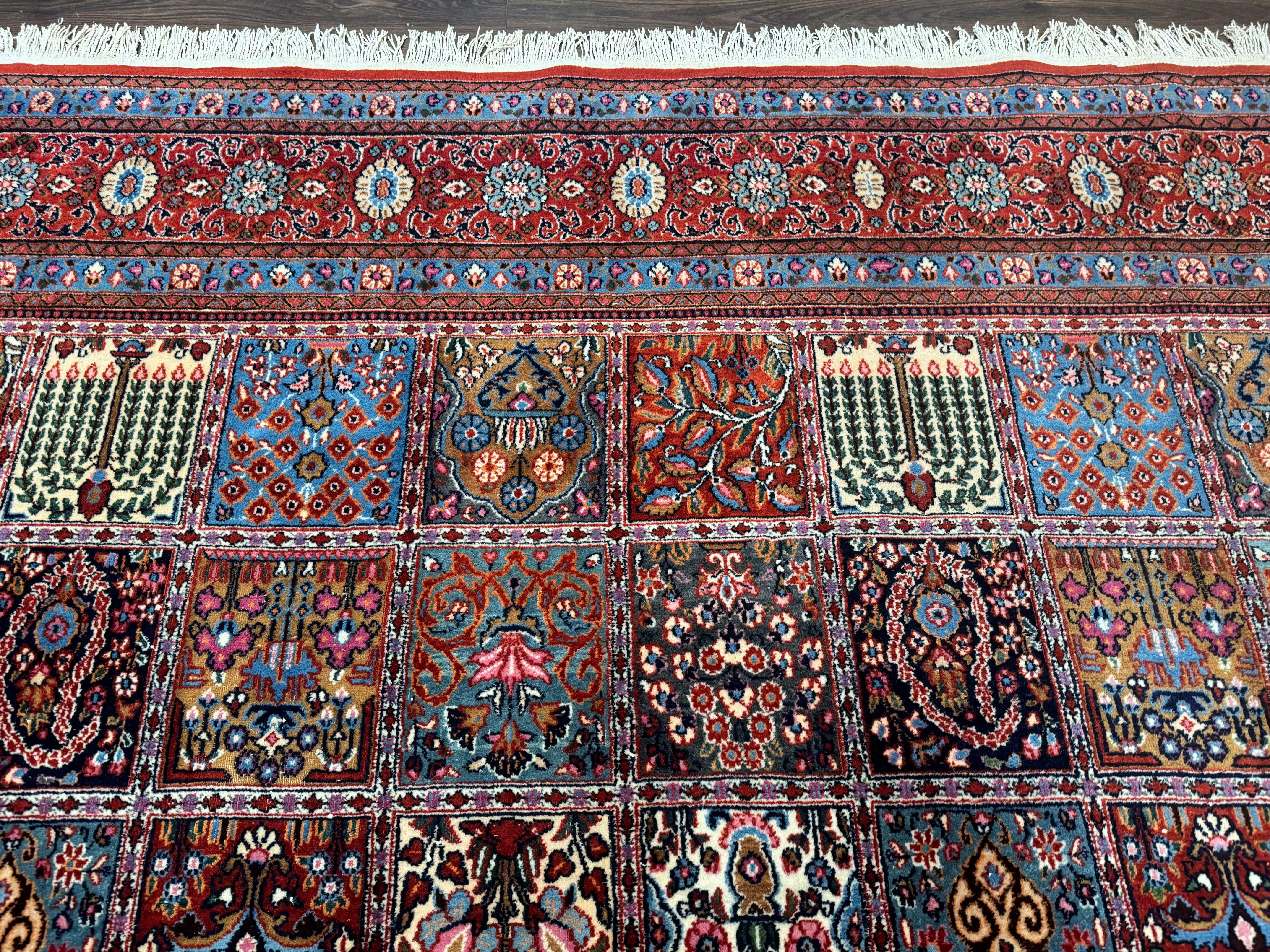 Wonderful Persian Qum Rug 10x13, Panel Design, Fine 260 KPSI, Signed, Red Multicolor - Jewel Rugs