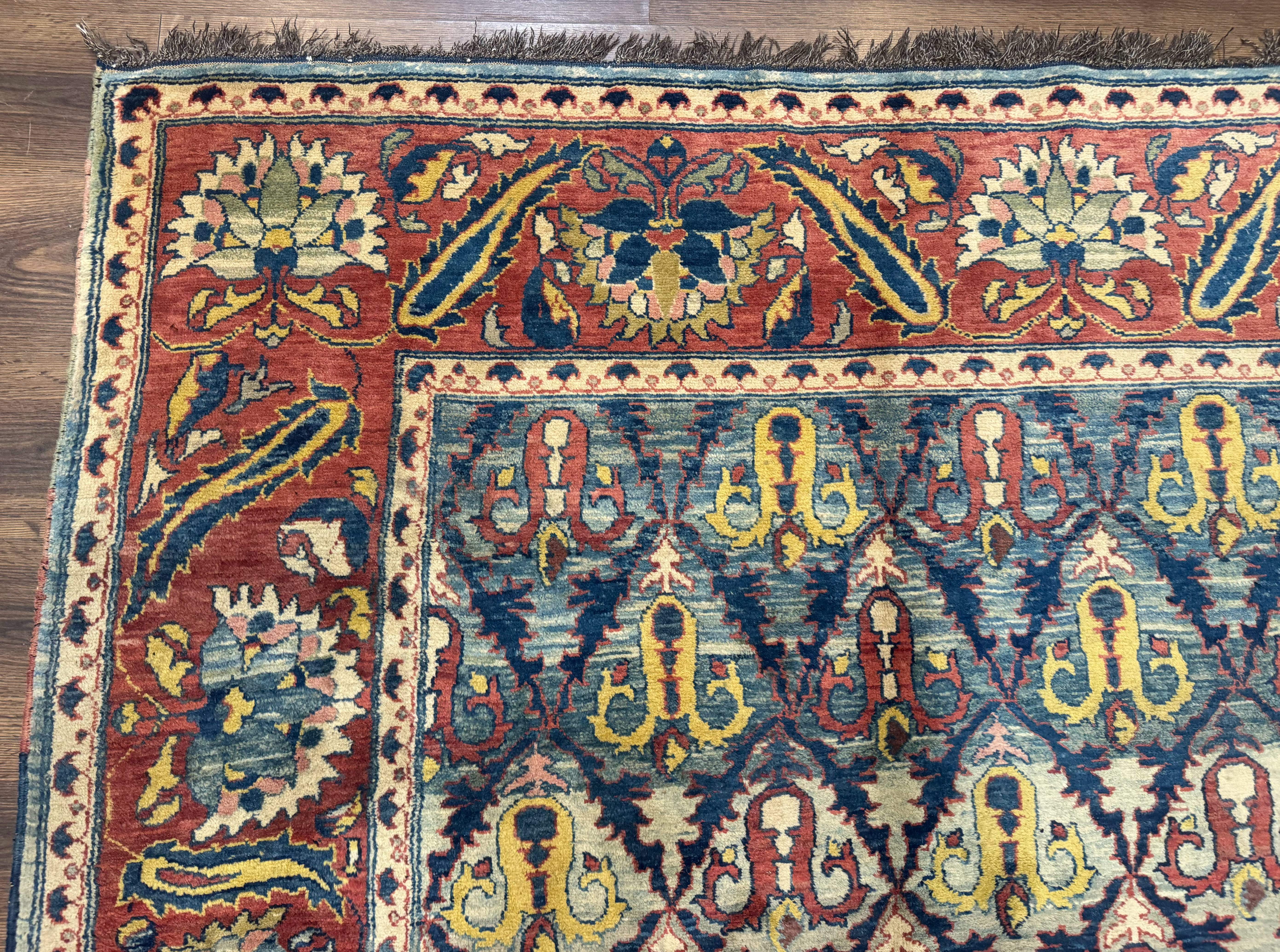 Pak Persian Rug 6x8, Blue Red Multicolor, Unique Design, Hand Knotted, Wool - Jewel Rugs